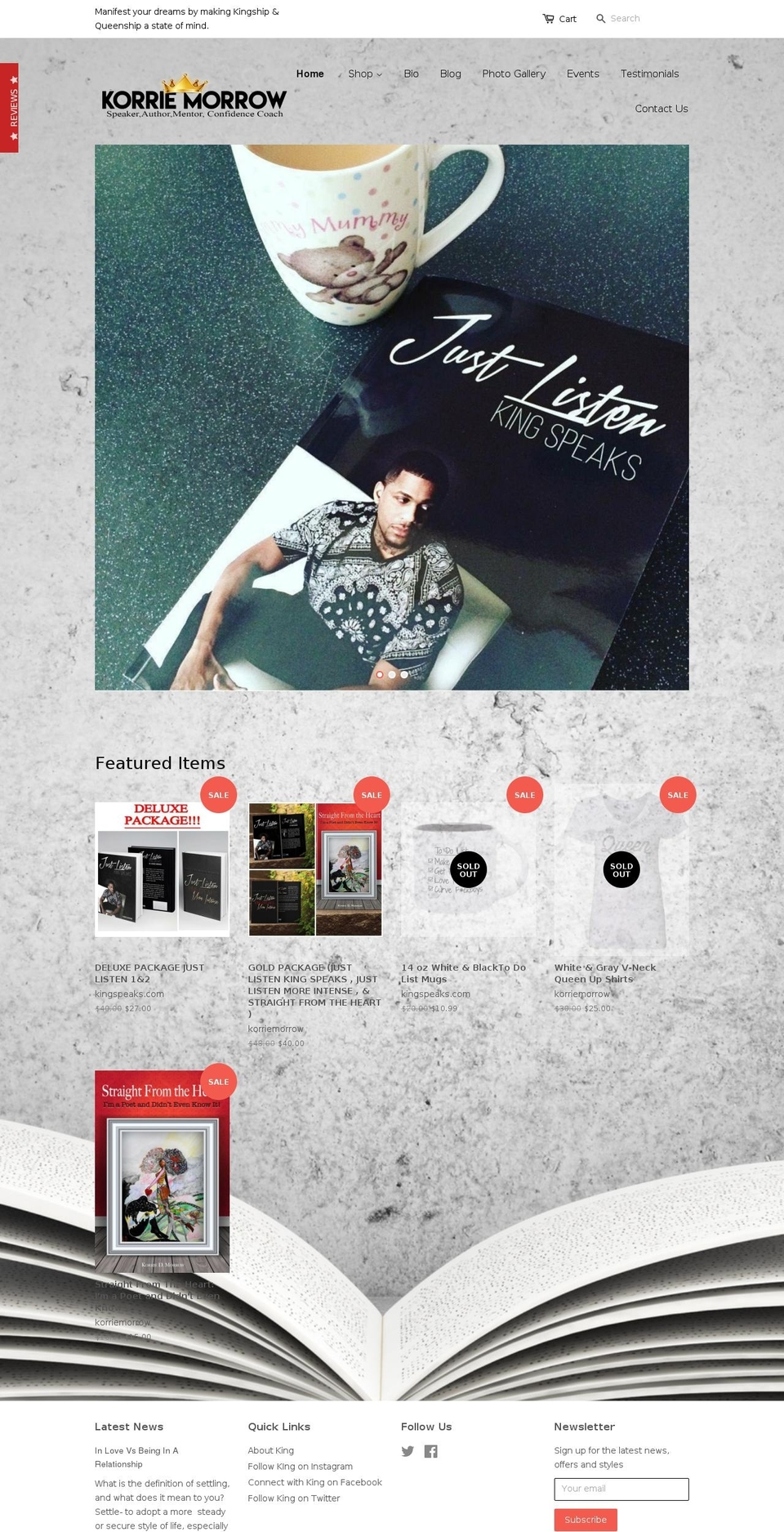 korriemorrow.com — Shopify storefront screenshot