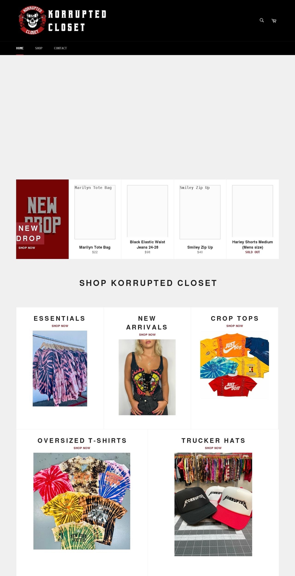 korruptedcloset.com shopify website screenshot