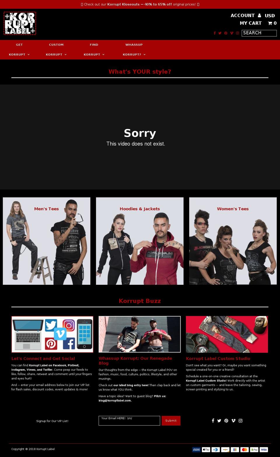 korruptlabel.com shopify website screenshot