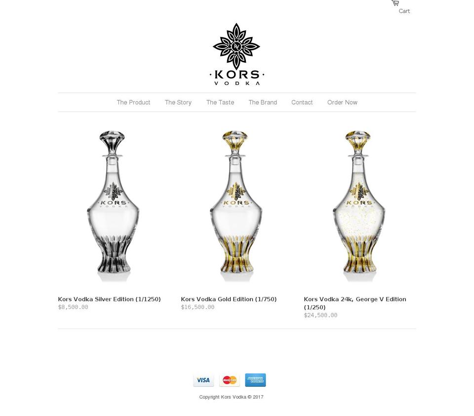 kors-vodka.com shopify website screenshot