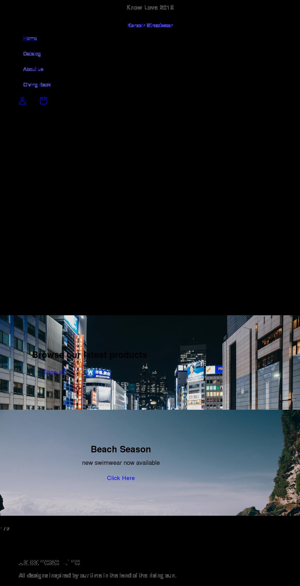 korsairstreetwear.com shopify website screenshot