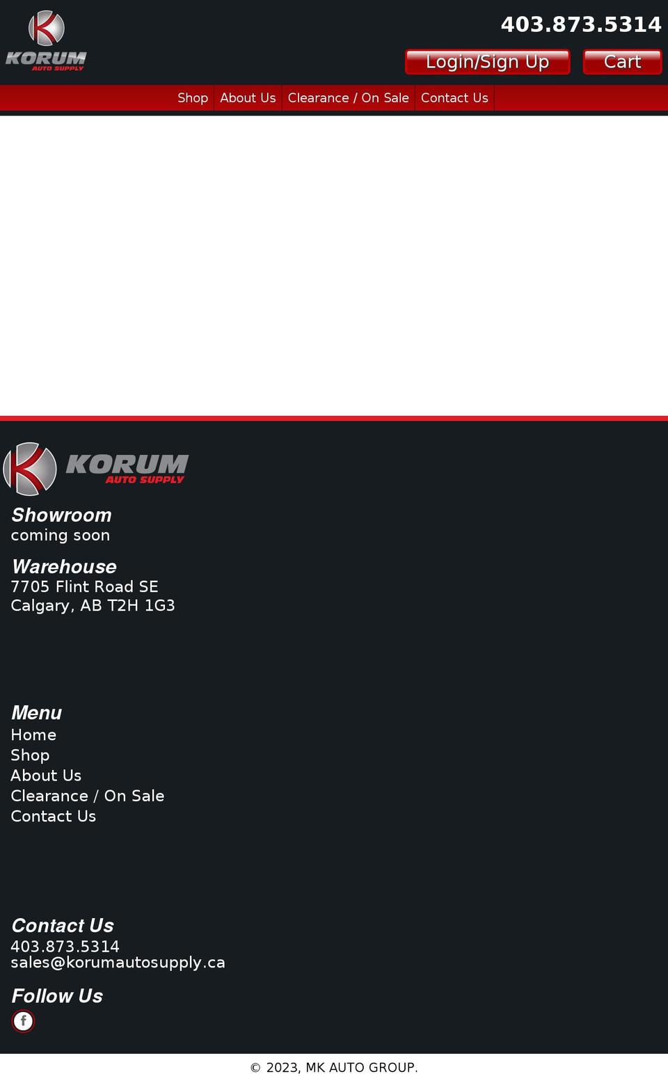 korumautosupply.com shopify website screenshot