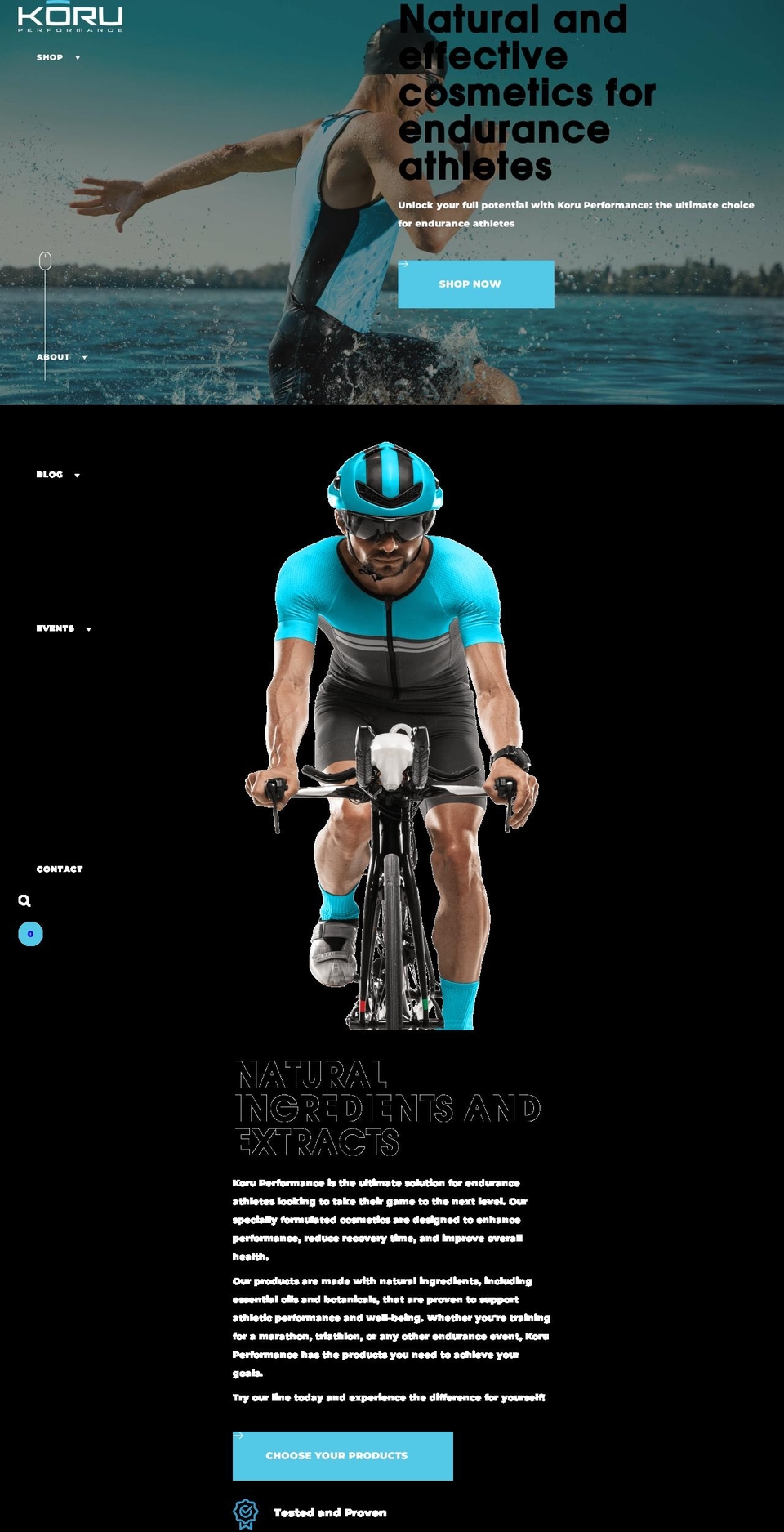 koruperformance.com shopify website screenshot