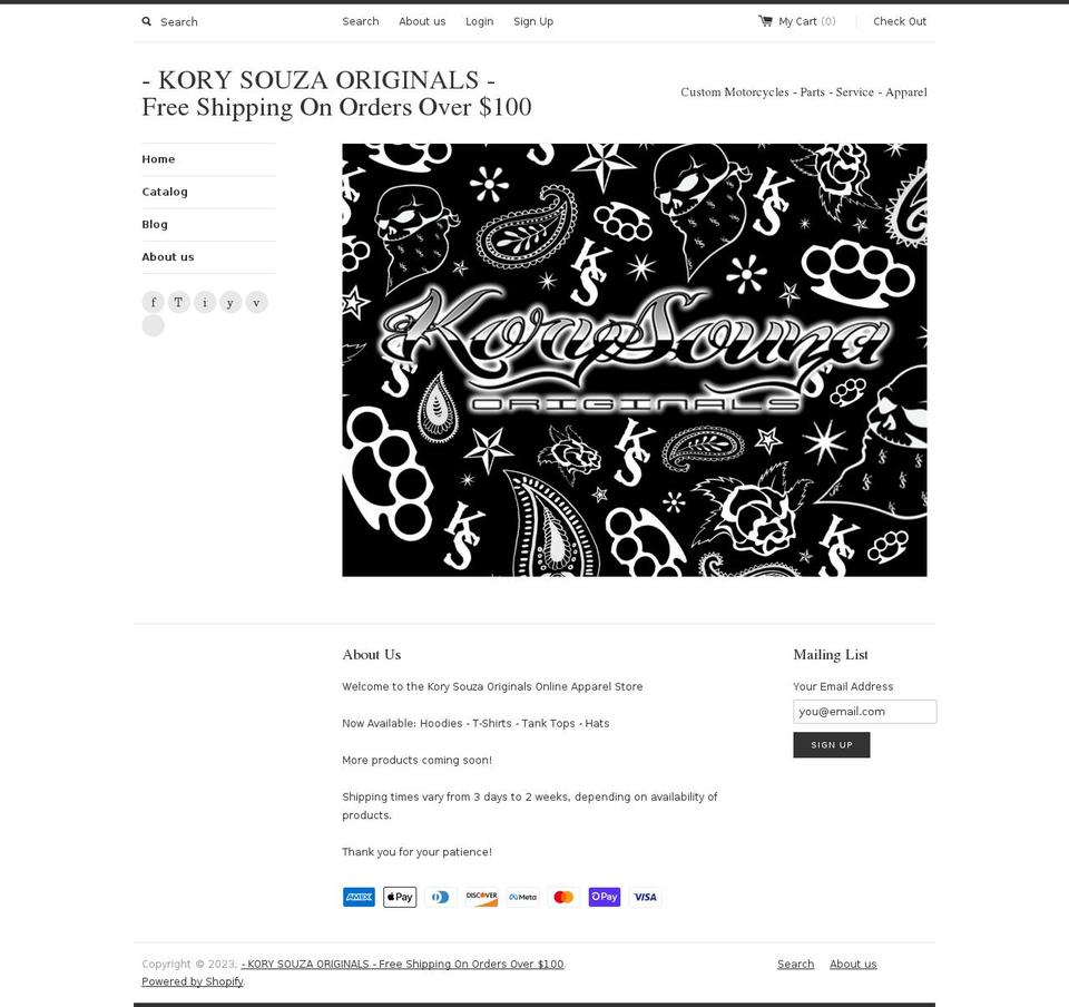kory-souza-originals.myshopify.com shopify website screenshot