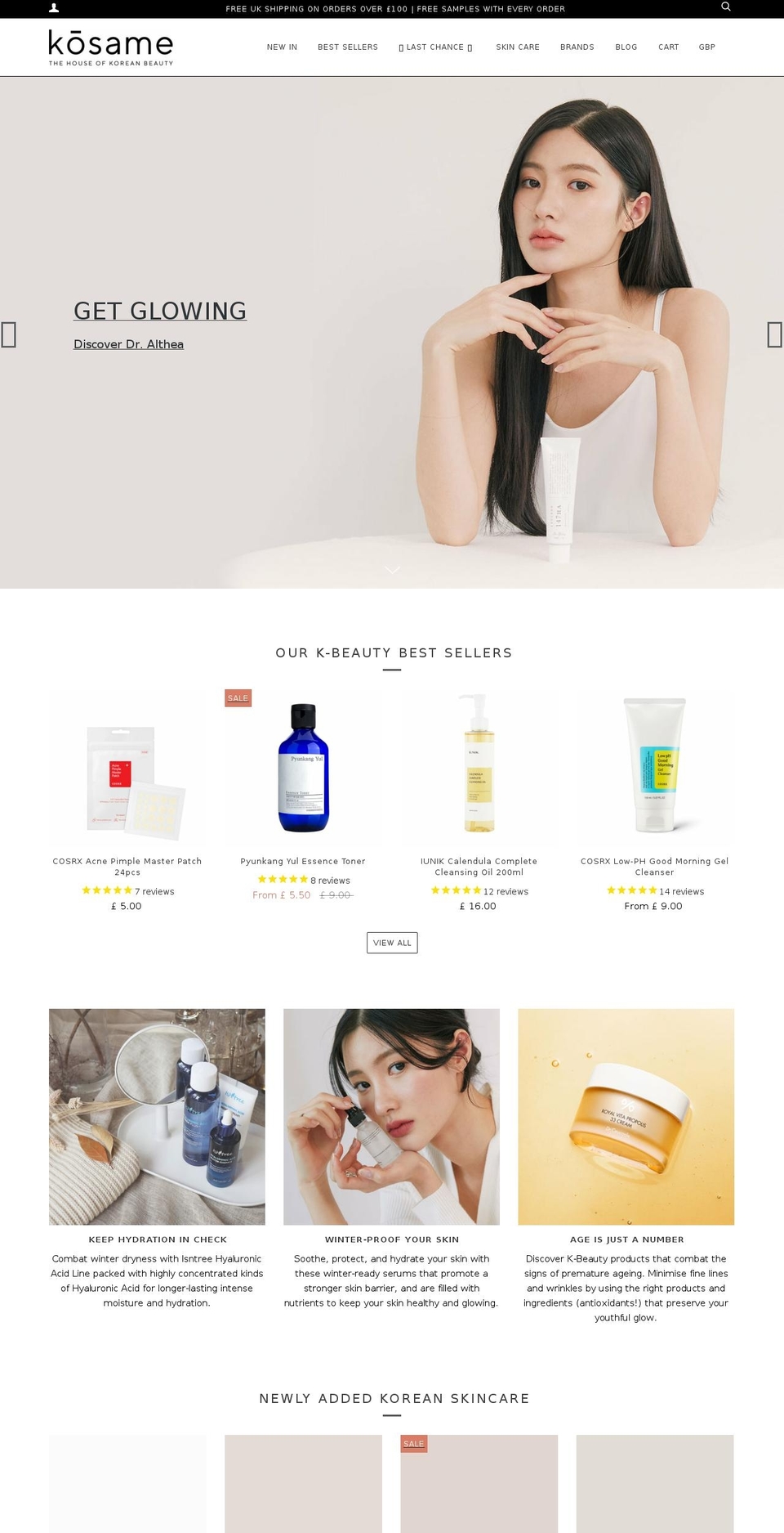 o2-home1 Shopify theme site example kosamebeauty.com