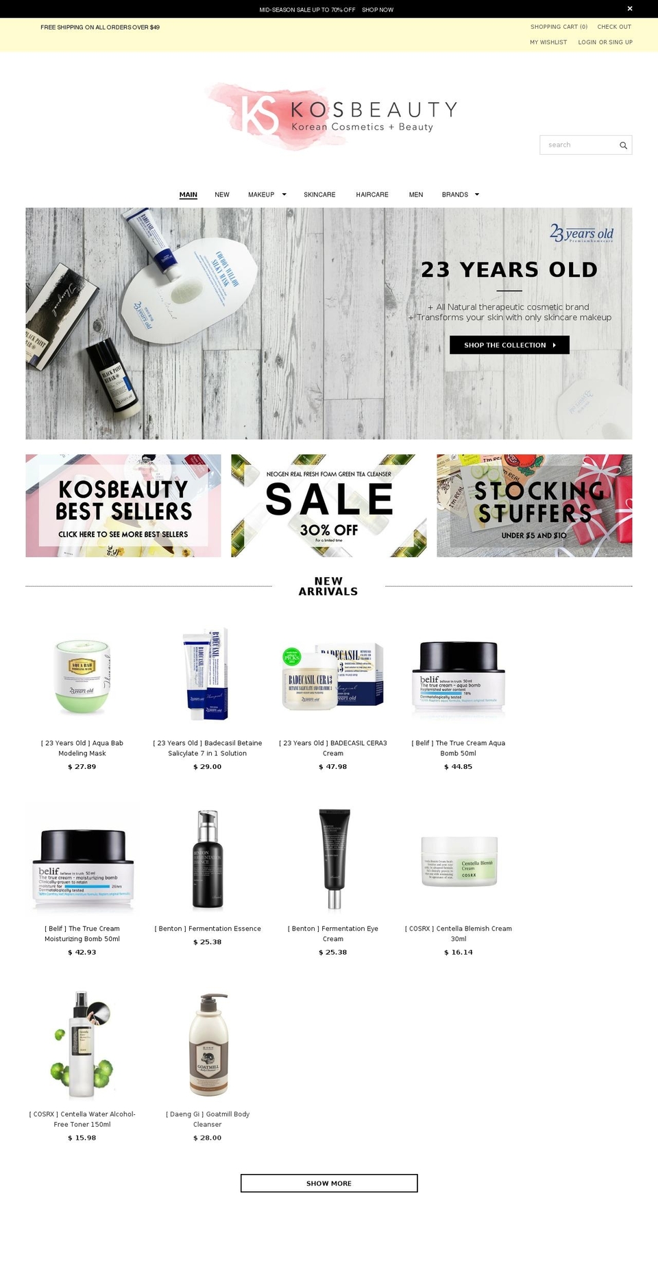 kosbeauty.com shopify website screenshot