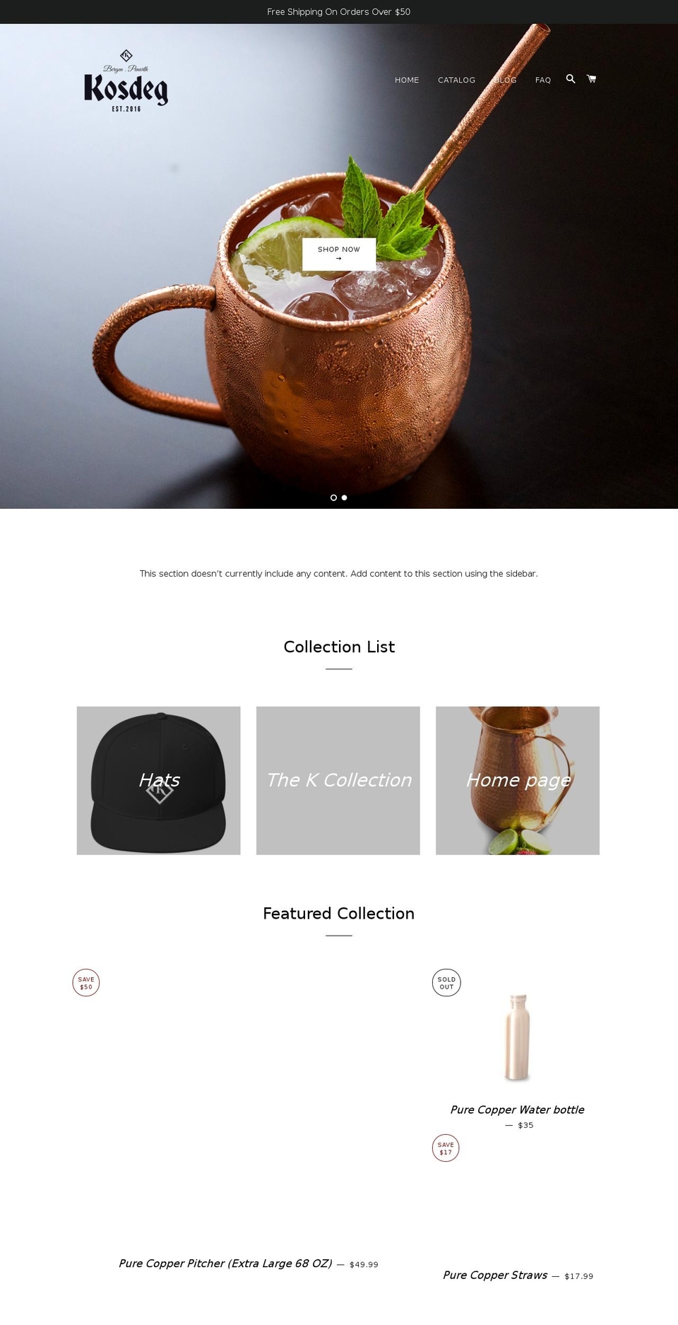 kosdegbrand.com — Shopify storefront screenshot
