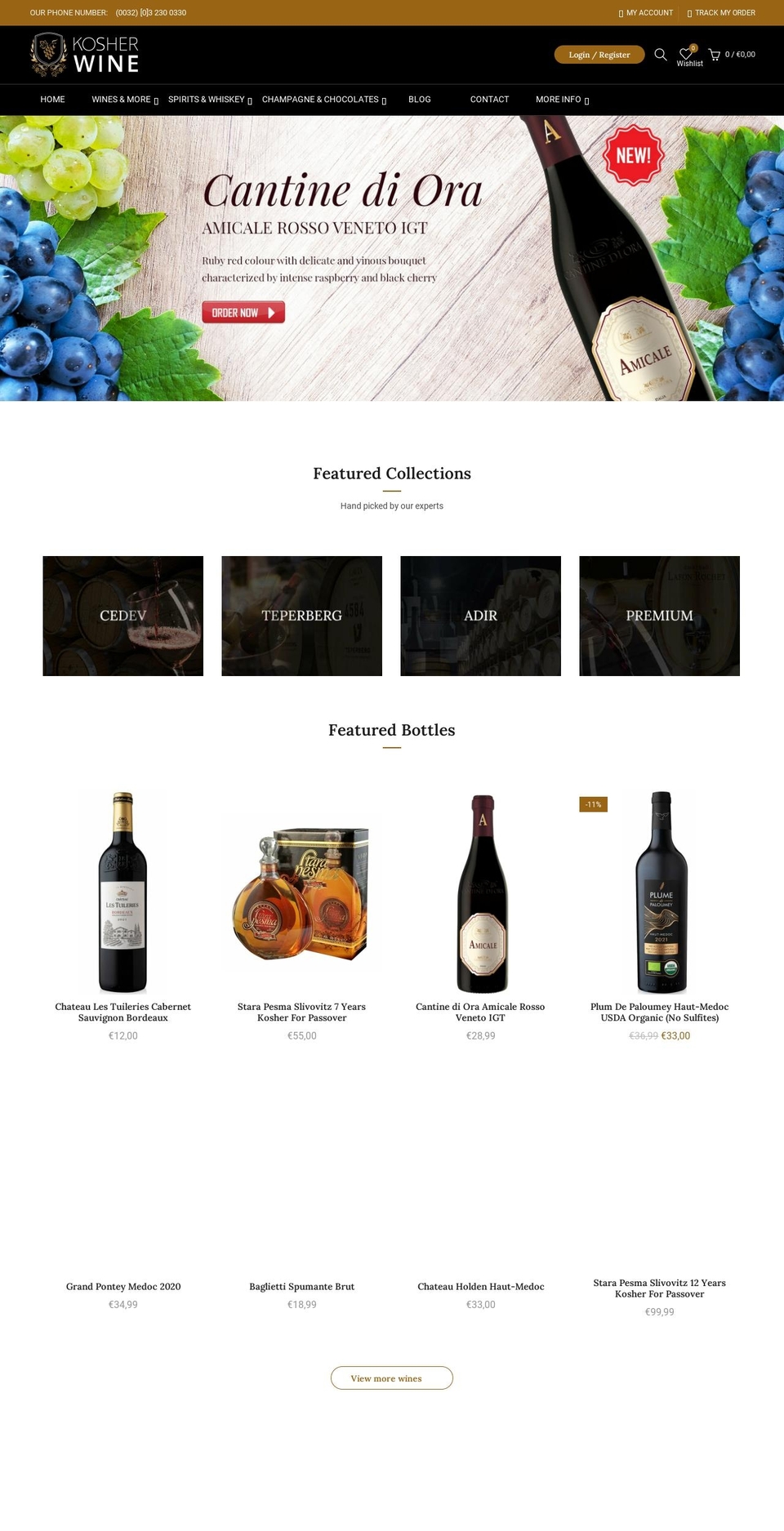 kosher-wine.eu shopify website screenshot