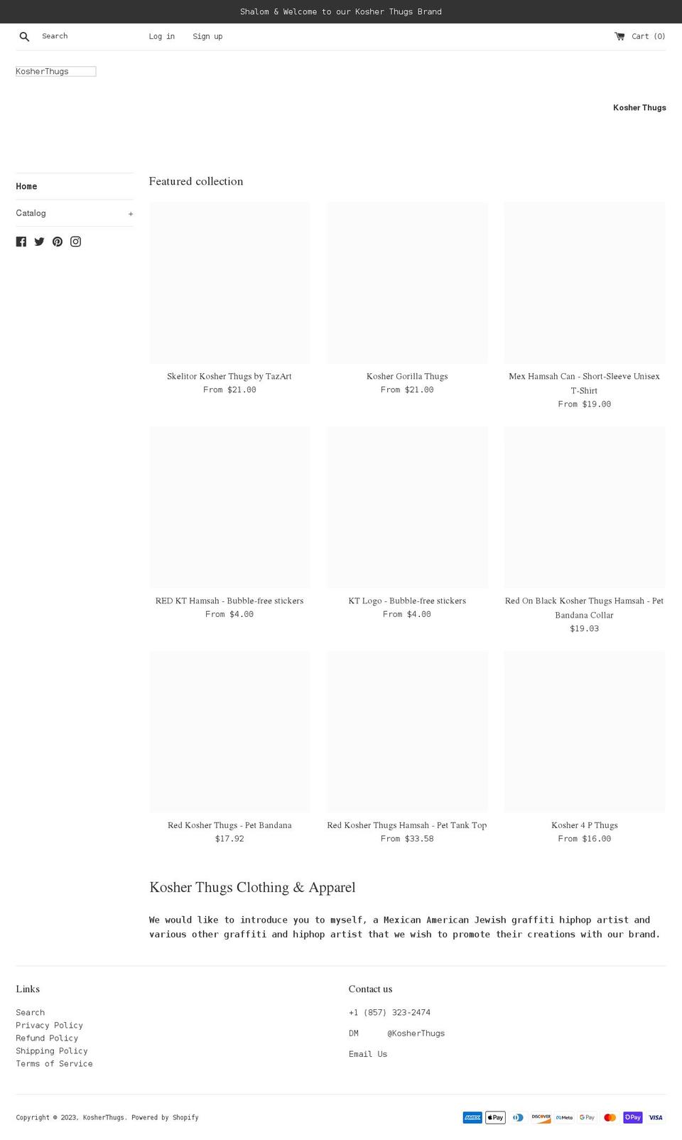 kosherthugs.com shopify website screenshot