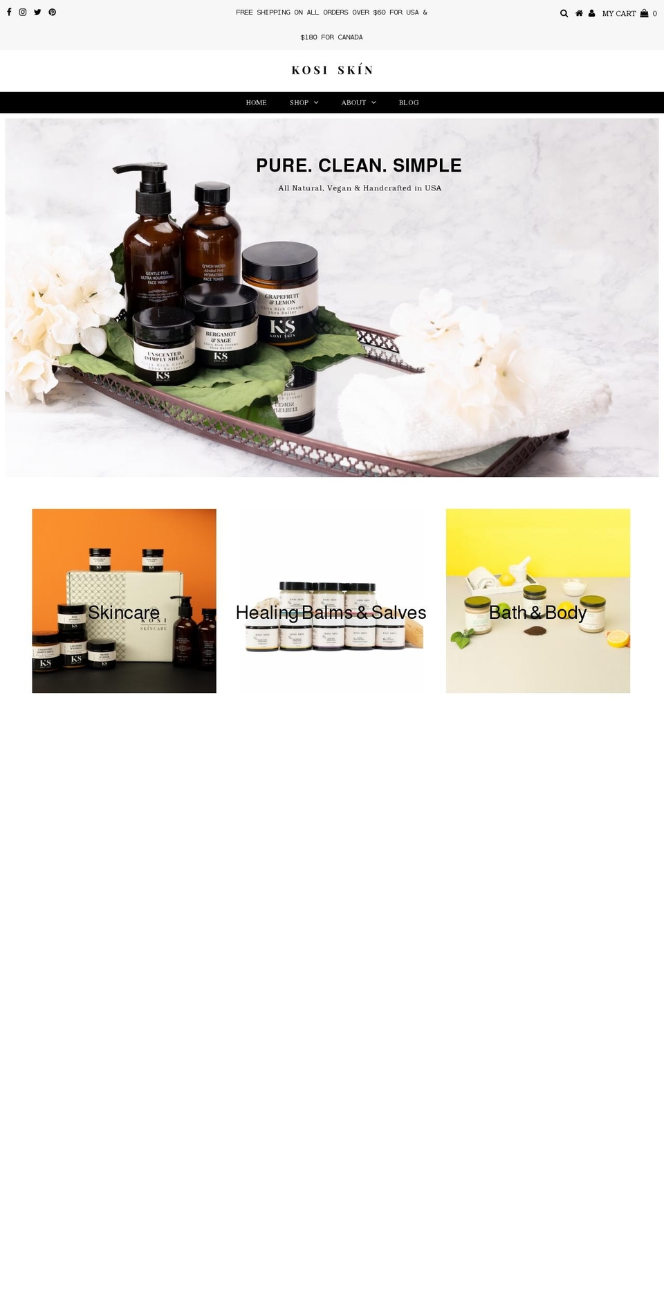 kosiskin.com shopify website screenshot