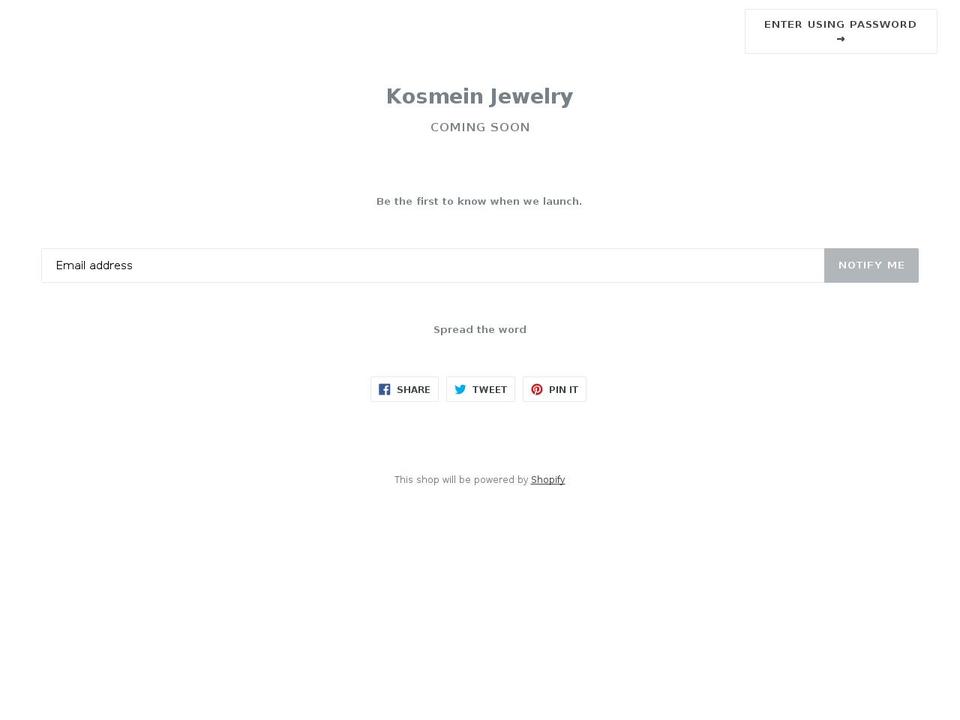 kosmeinjewelry.com — Shopify storefront screenshot