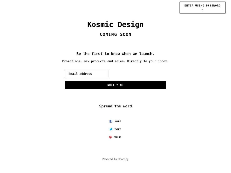 kosmicdesign.com shopify website screenshot