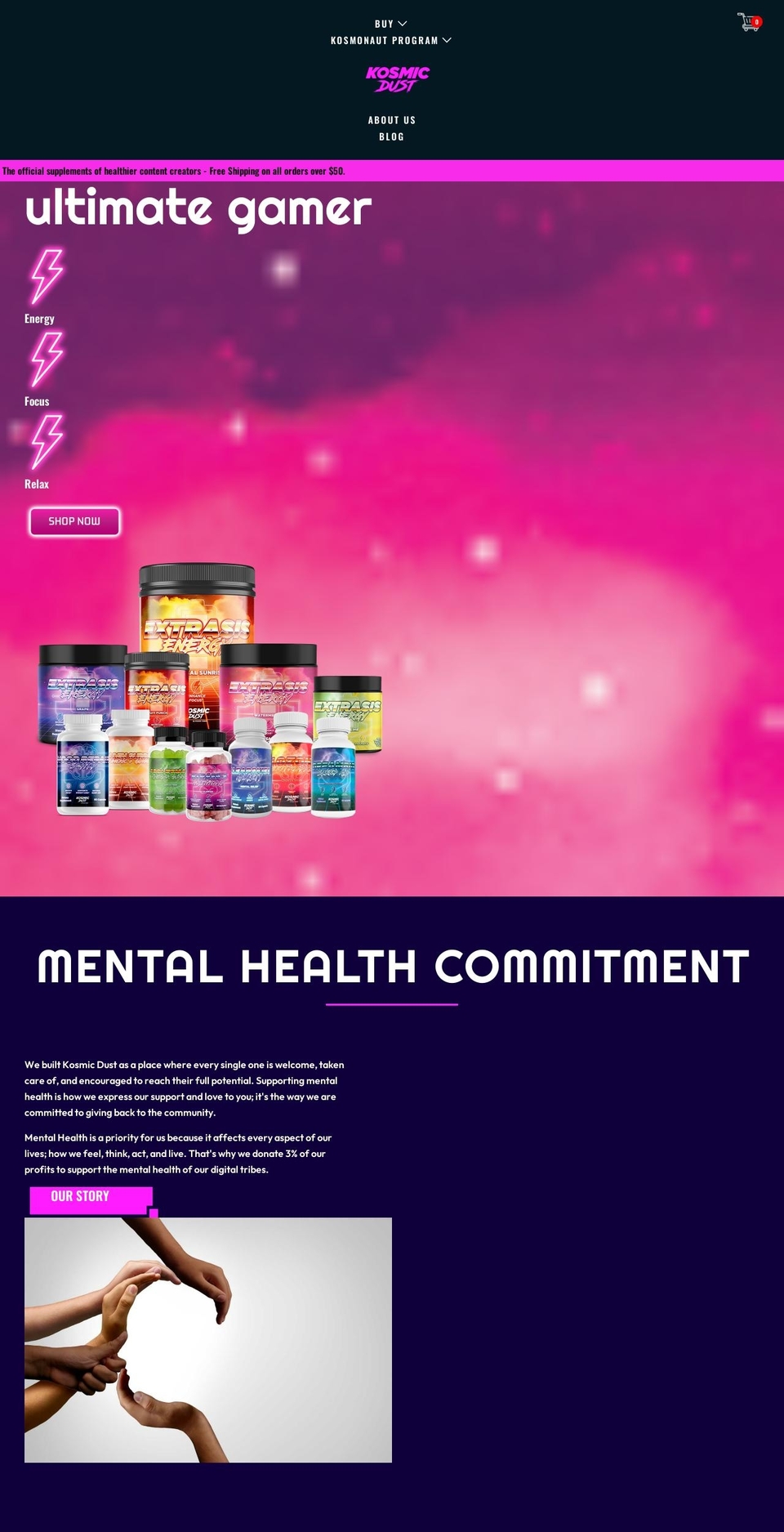 kosmicdust.com shopify website screenshot