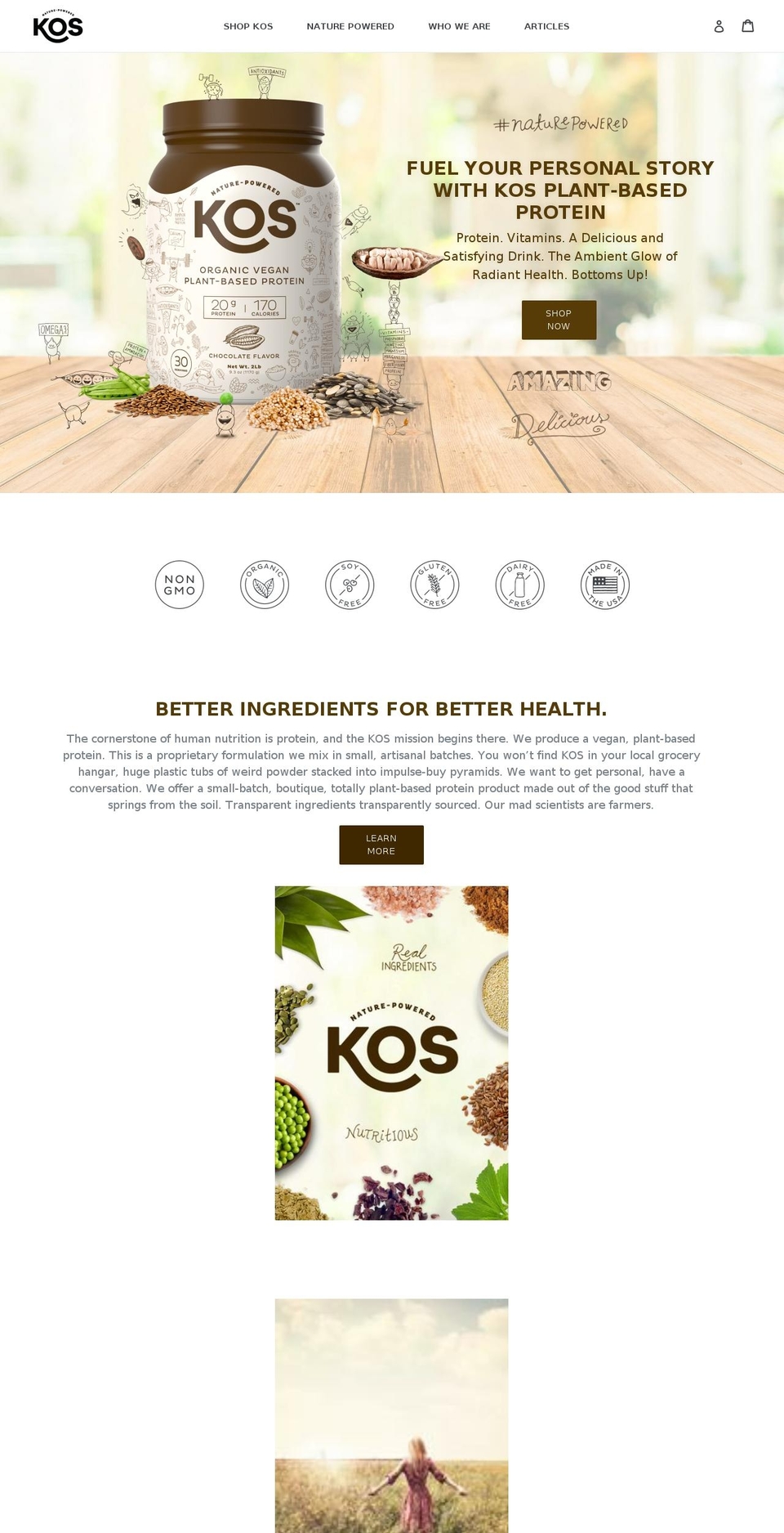 kosnaturals.net shopify website screenshot