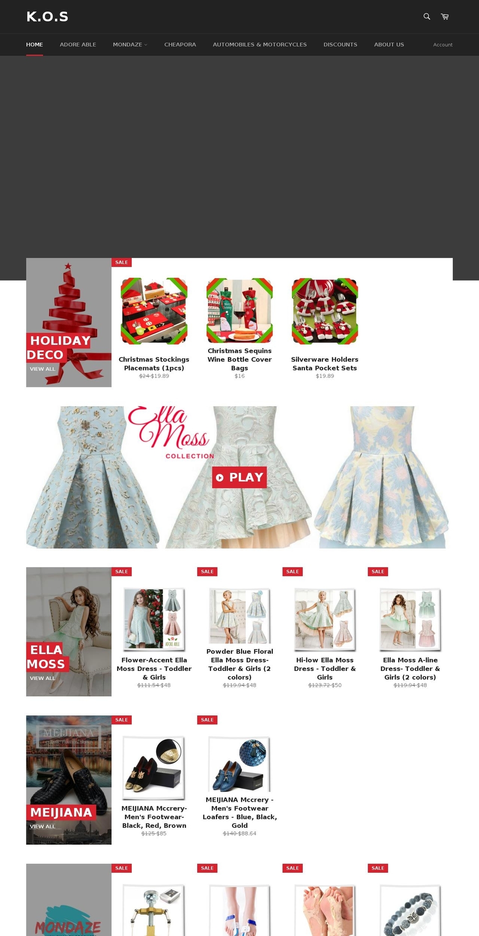 kosoutlet.com — Shopify storefront screenshot
