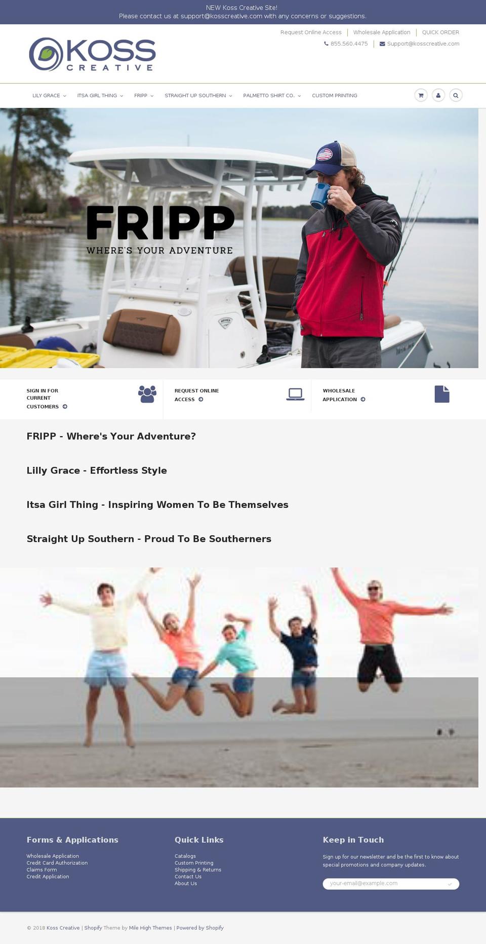 kosscreativebrands.net shopify website screenshot