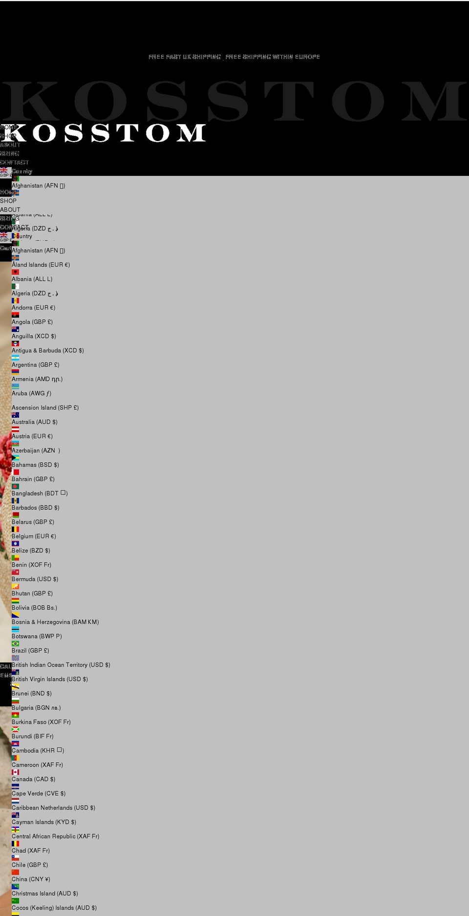 kosstom.com shopify website screenshot