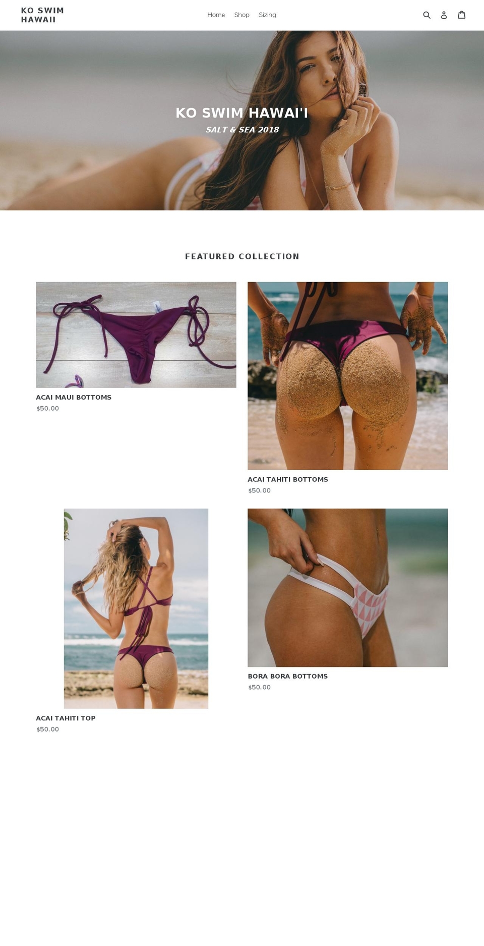 koswimhawaii.com shopify website screenshot