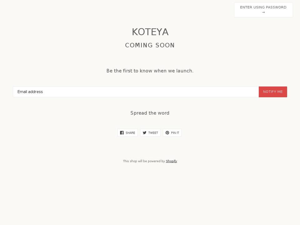 koteya.com — Shopify storefront screenshot