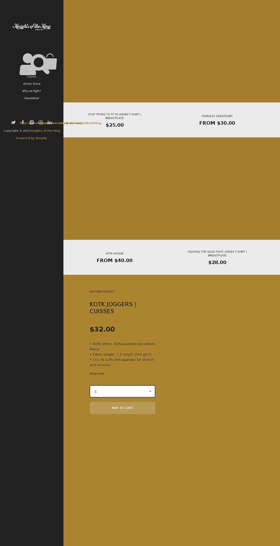 kotkclothing.com shopify website screenshot