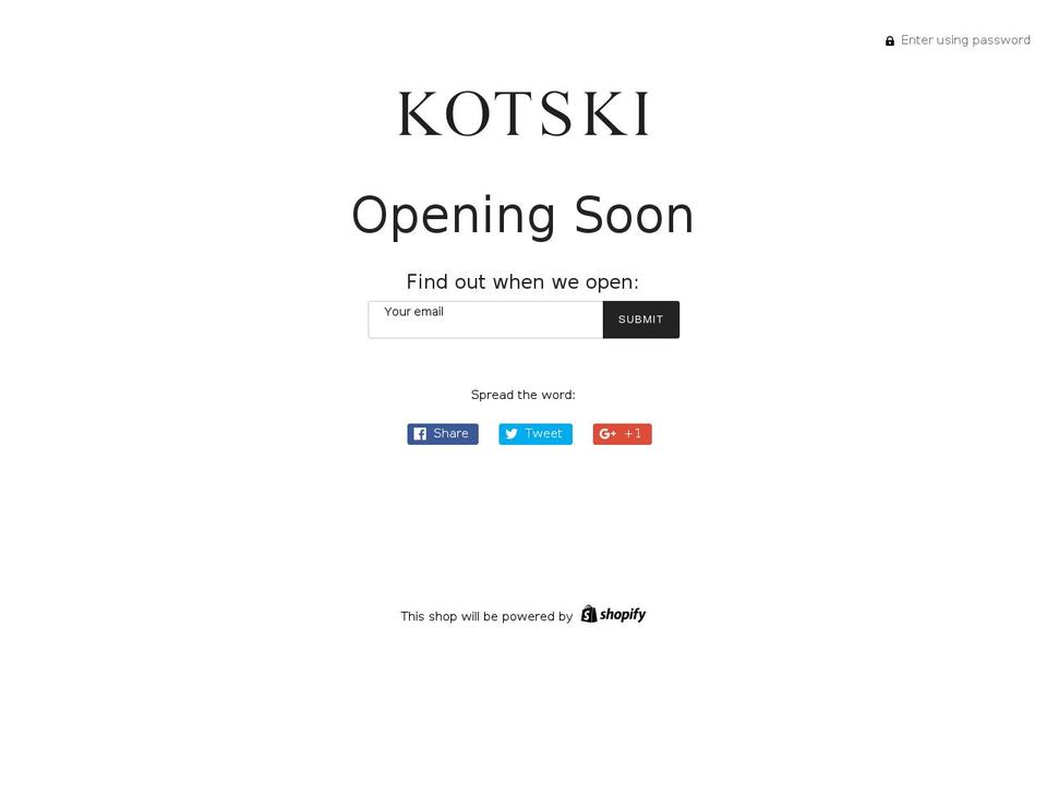 kotski.com shopify website screenshot