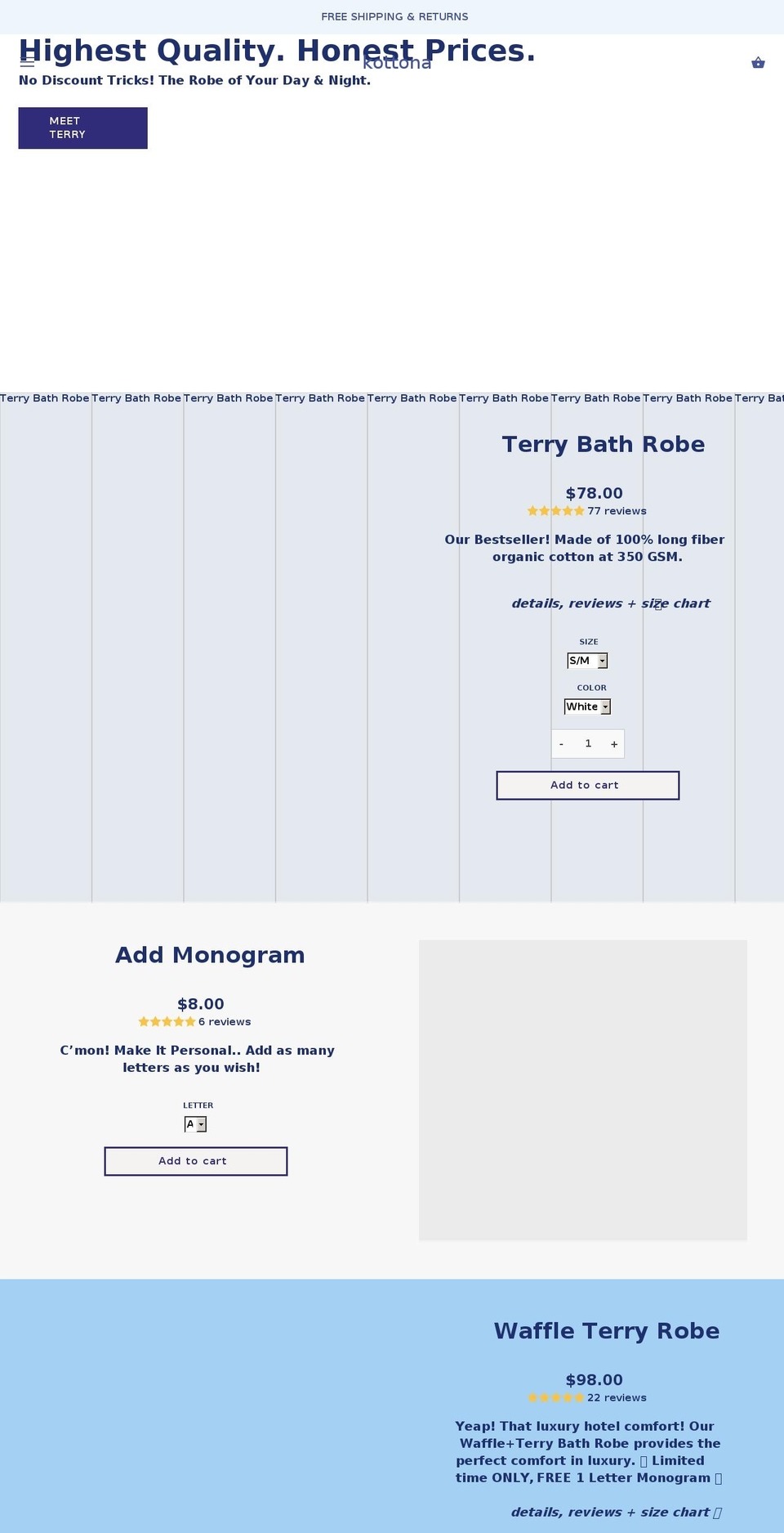 kottona.com shopify website screenshot