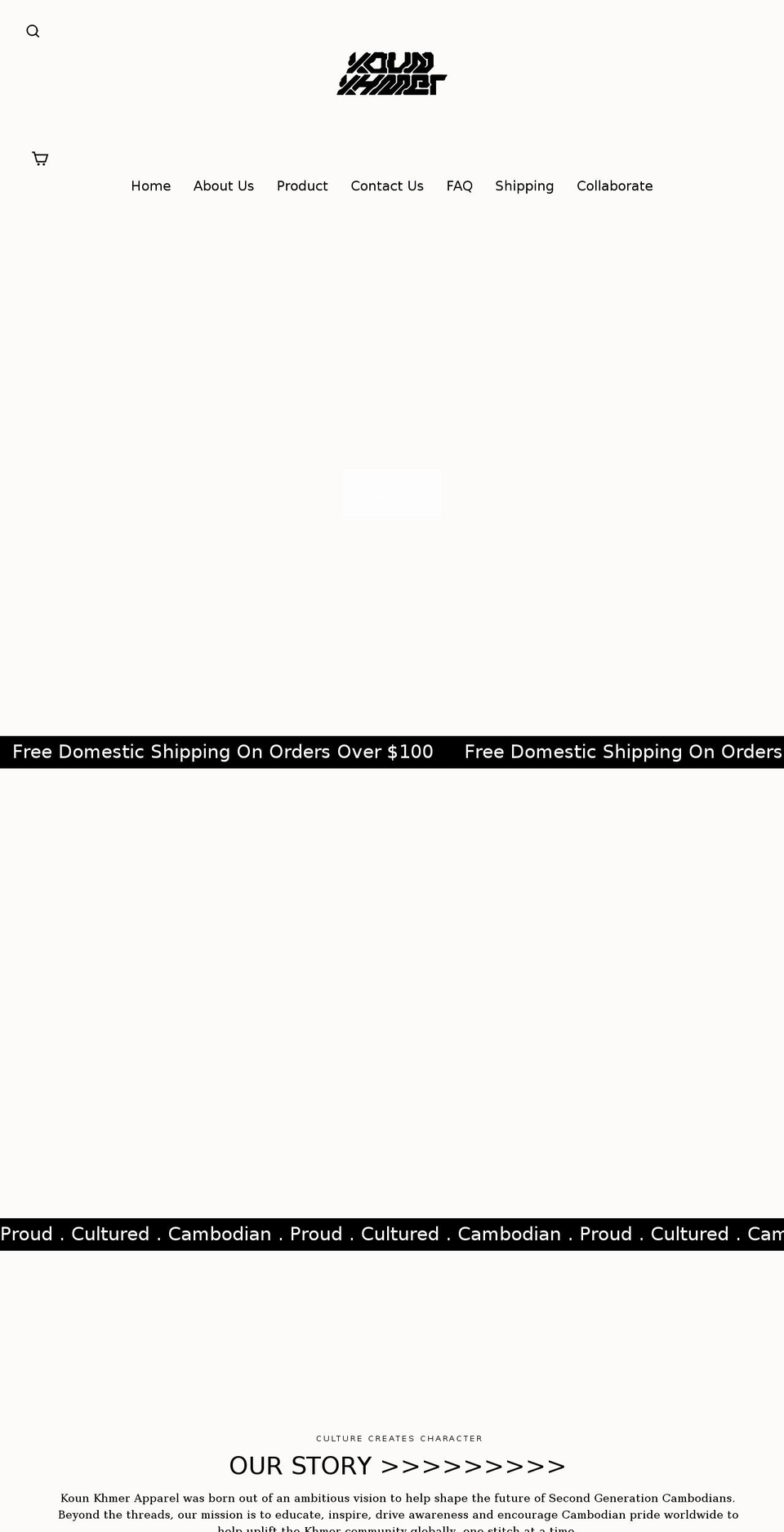 kounkhmerapparel.com shopify website screenshot