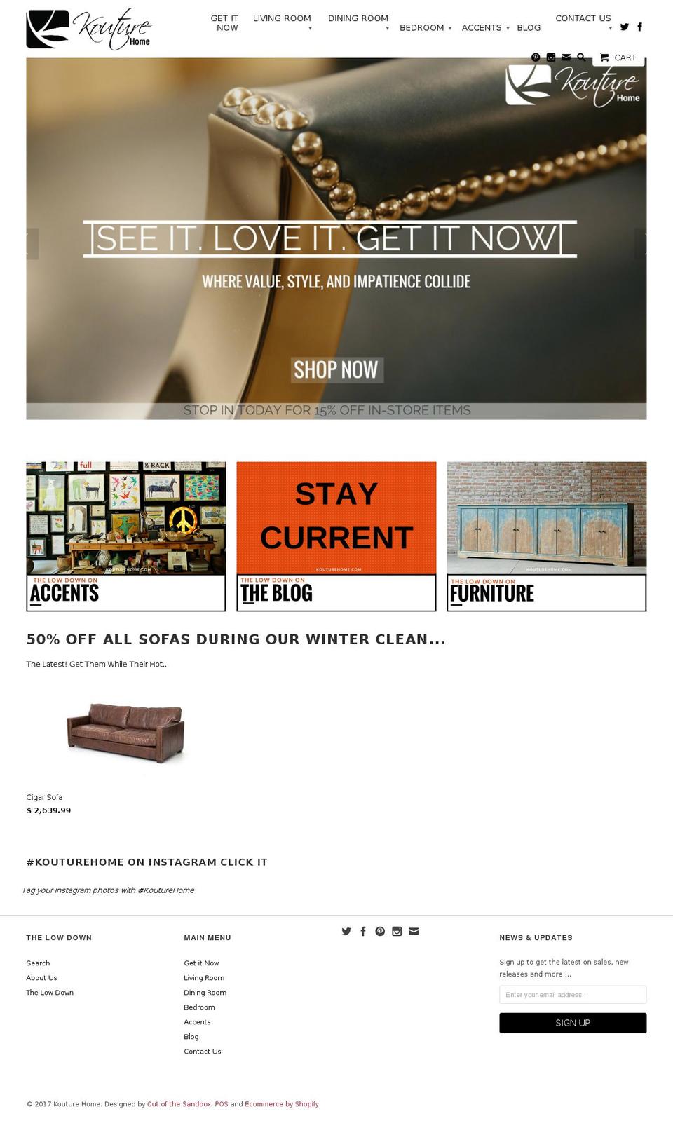 kouturehome.com shopify website screenshot