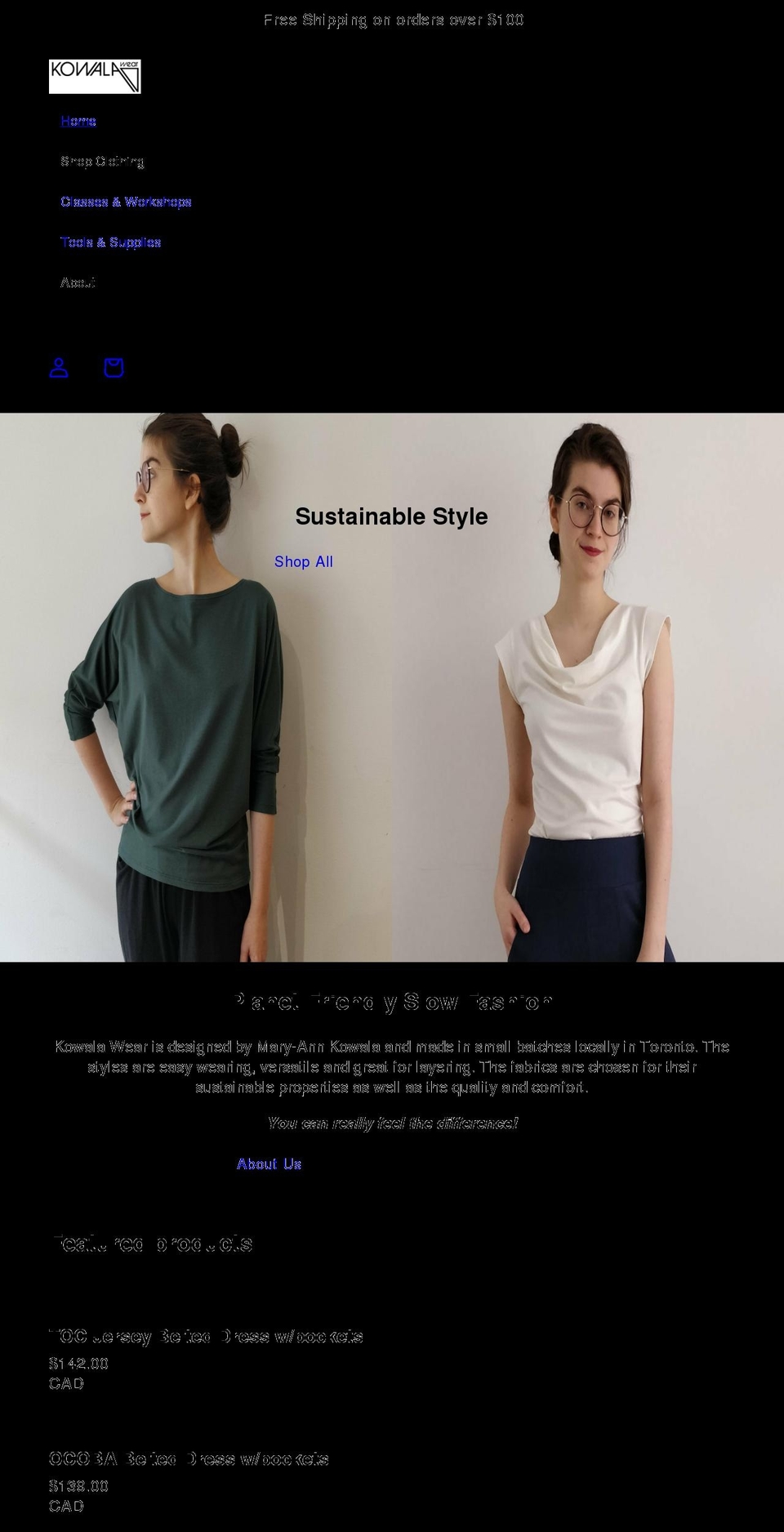 kowalawear.com shopify website screenshot