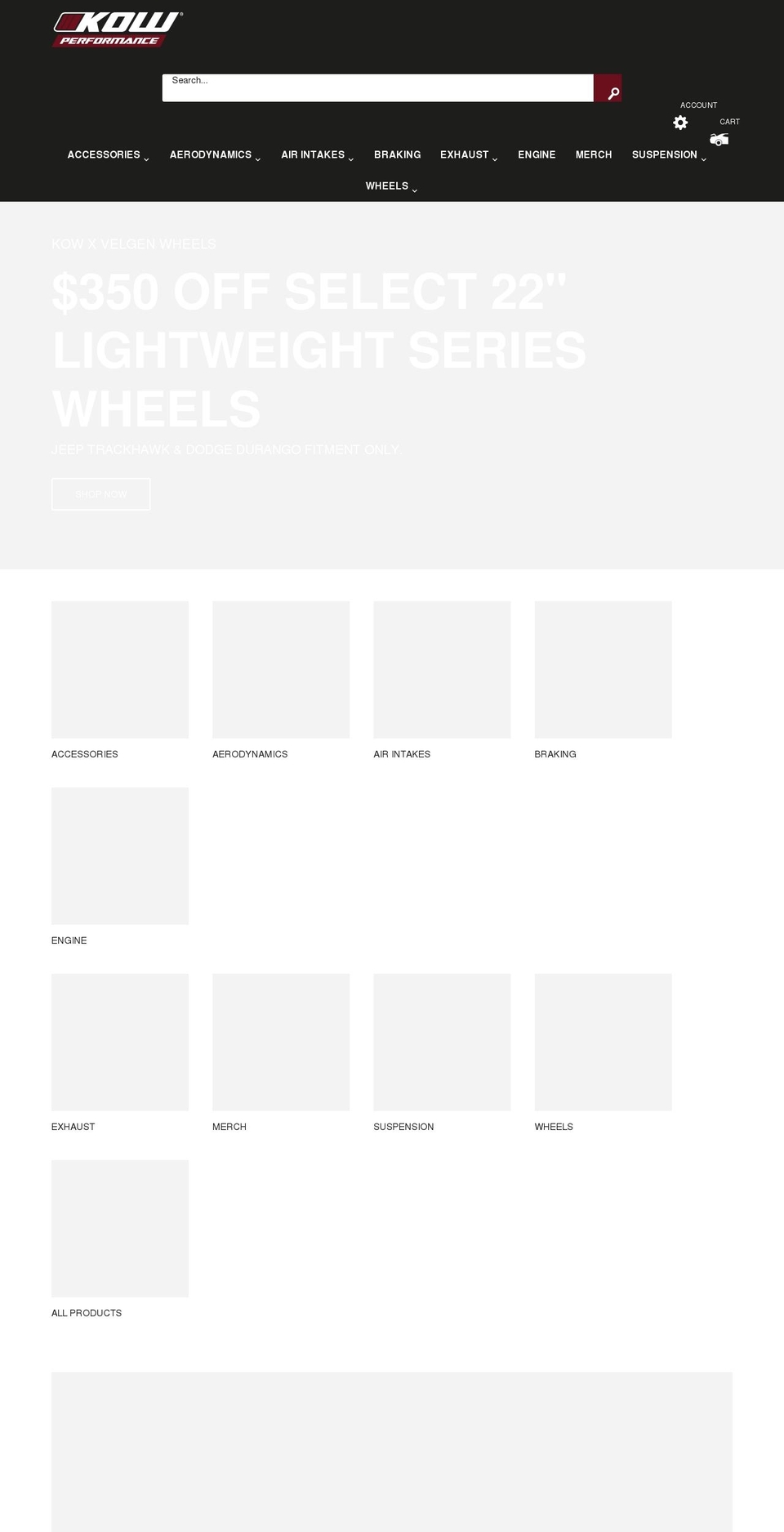 kowperformance.com shopify website screenshot