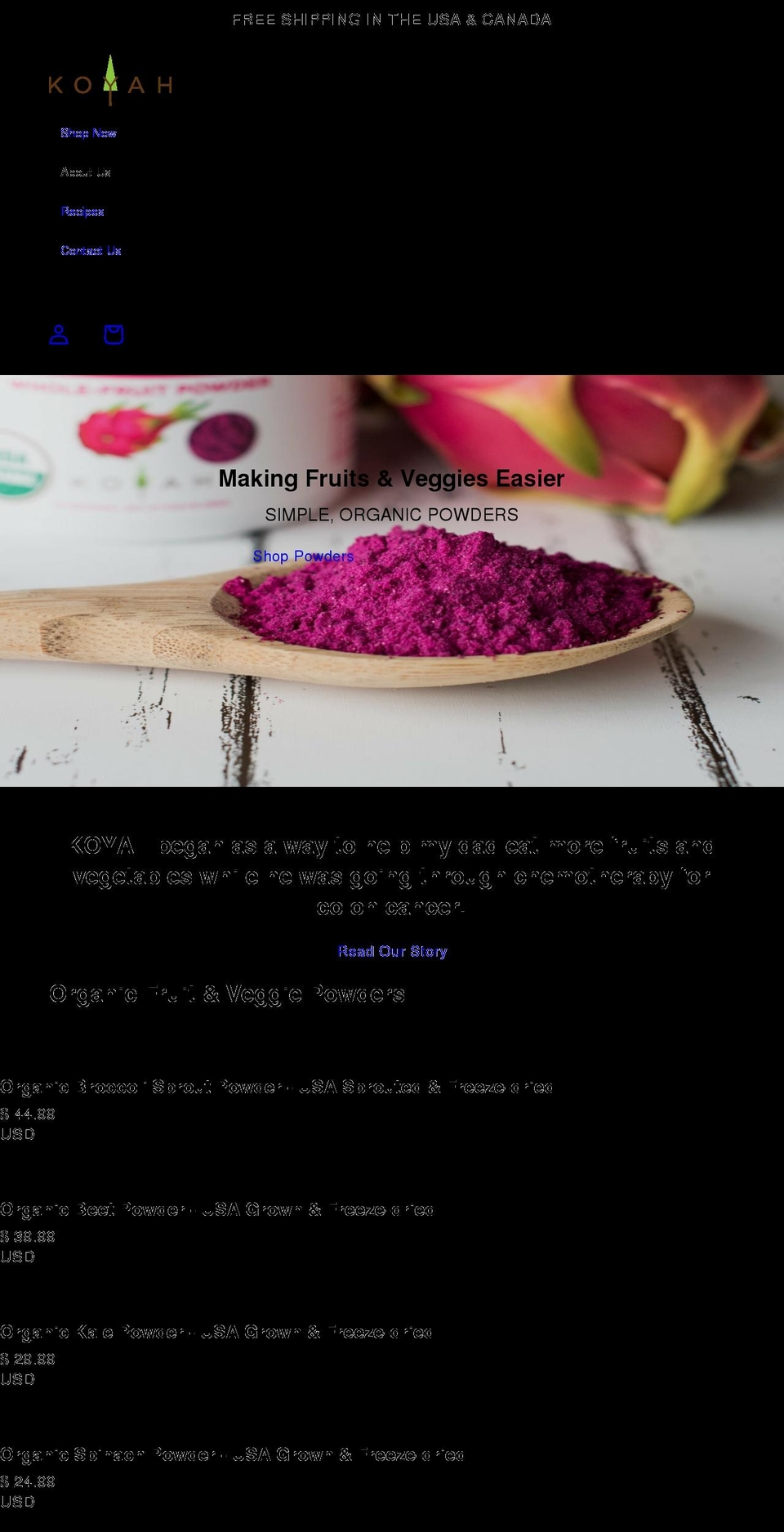 koyah.com shopify website screenshot