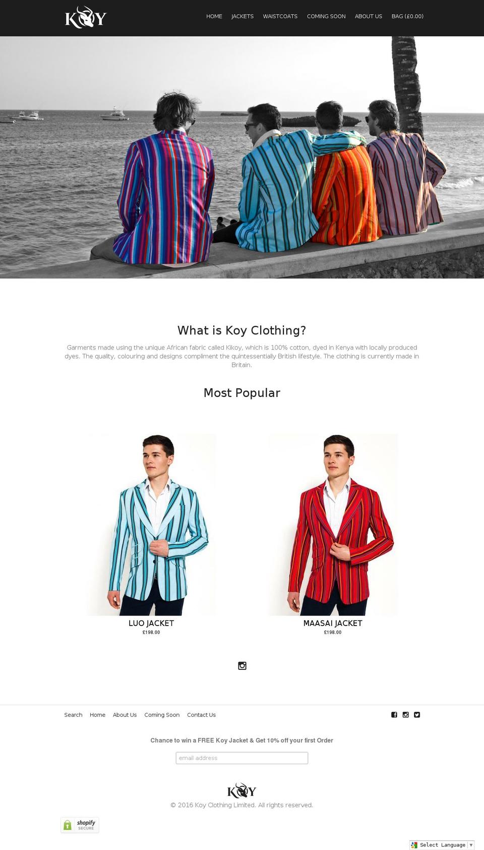 plain Shopify theme site example koysuits.com