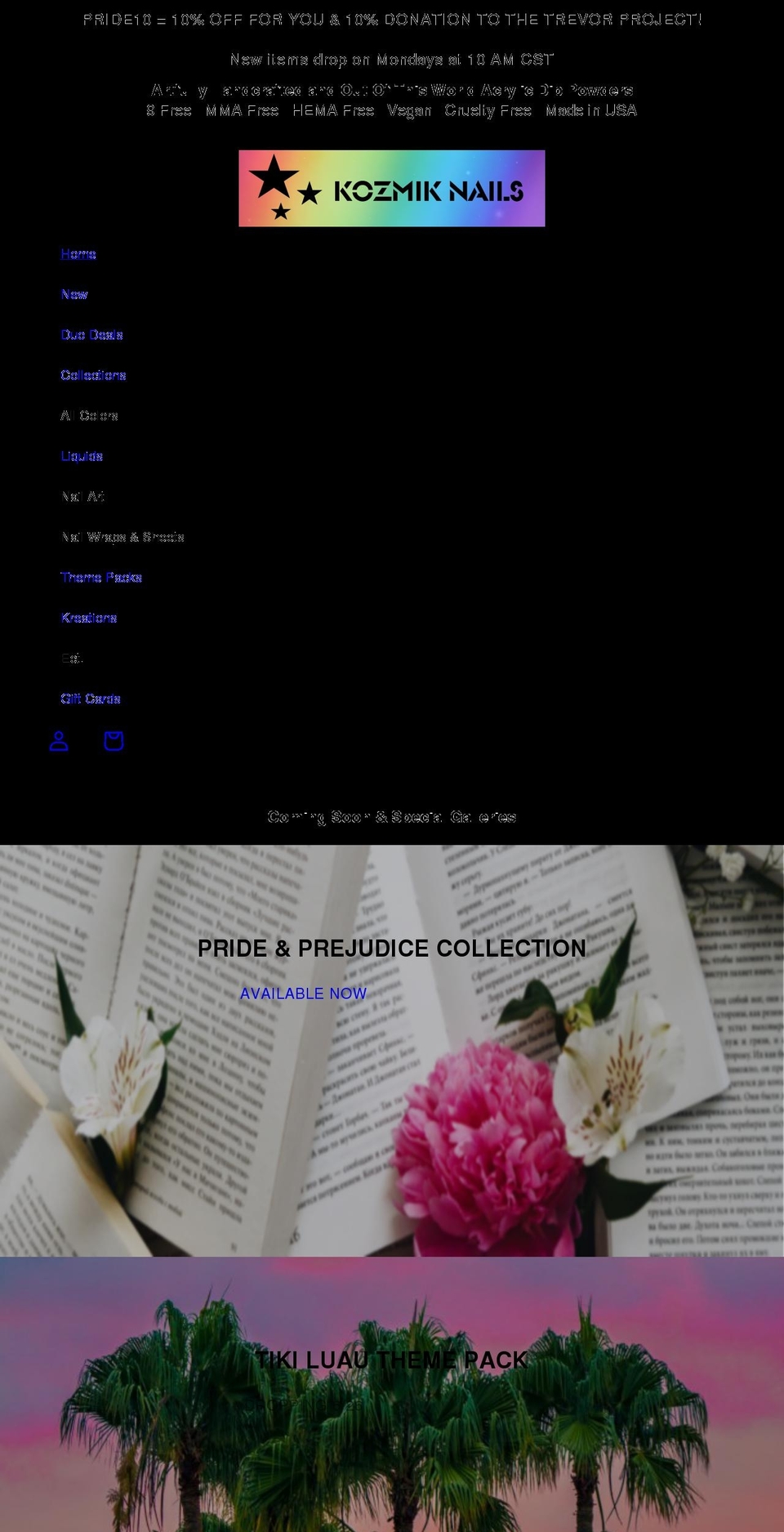 kozmiknails.com shopify website screenshot