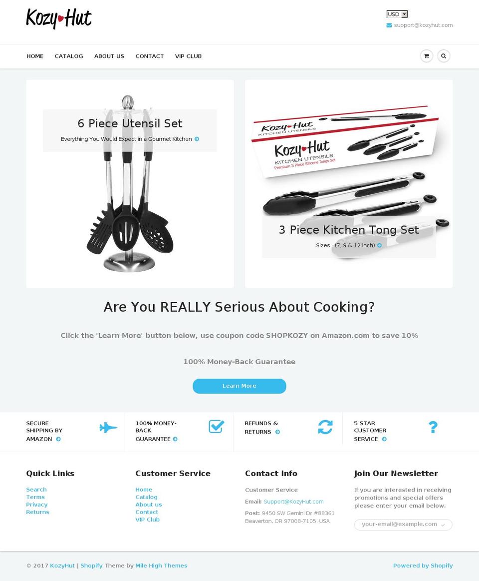 kozyhut.com shopify website screenshot