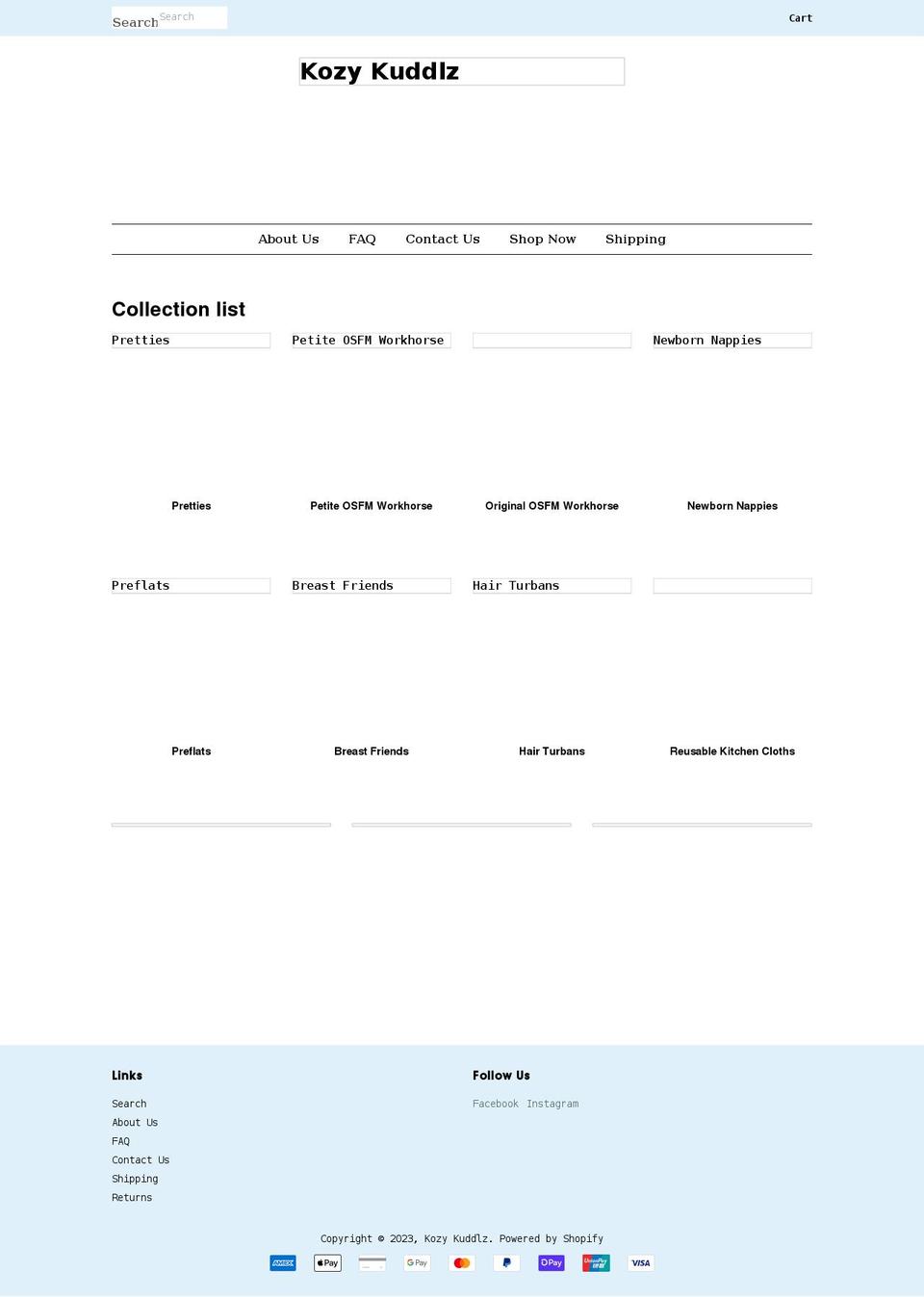 kozykuddlz.com.au shopify website screenshot