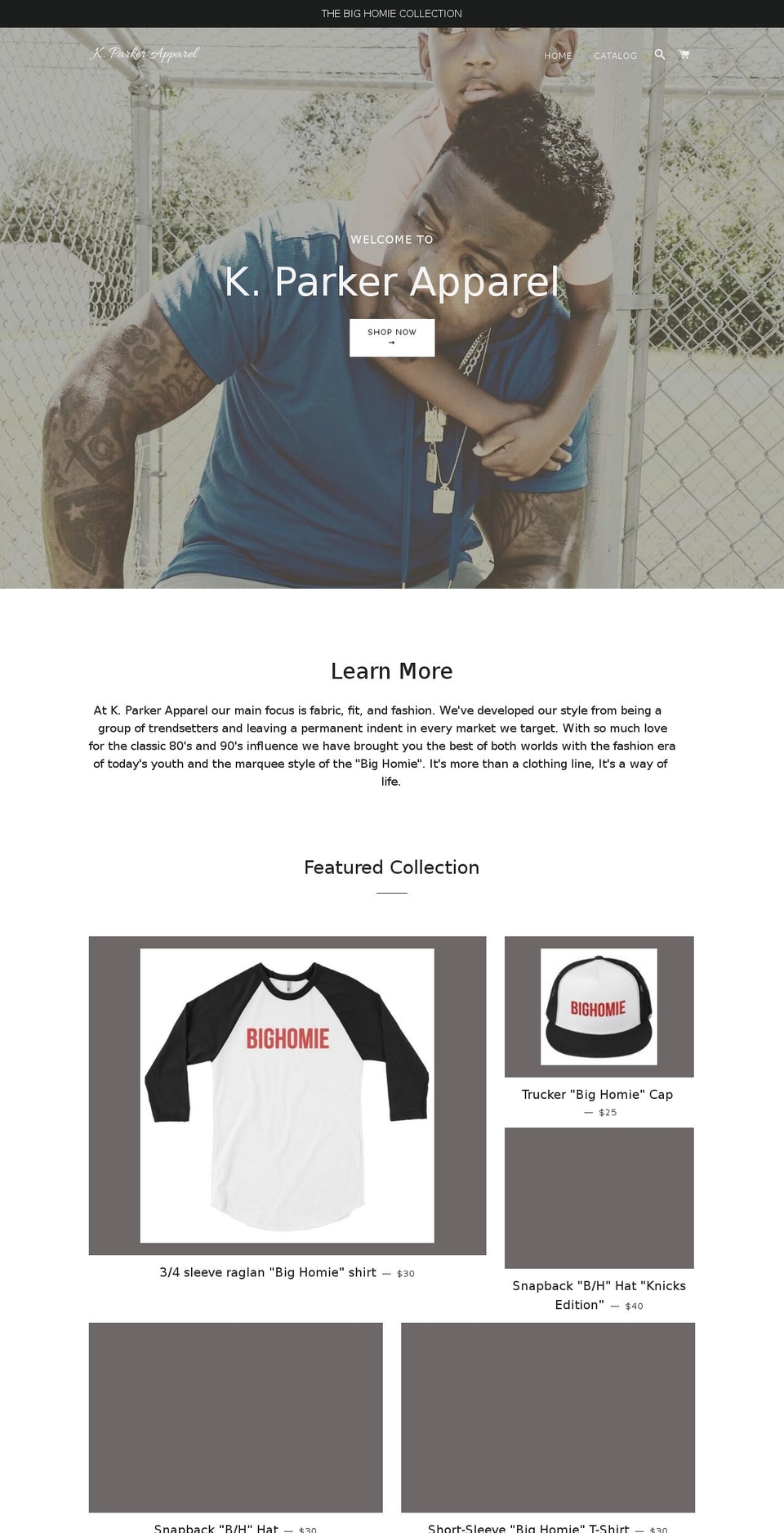 kparkerapparel.net shopify website screenshot