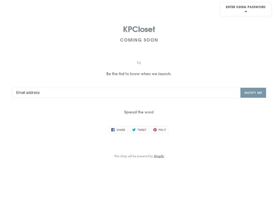 kpcloset.com shopify website screenshot