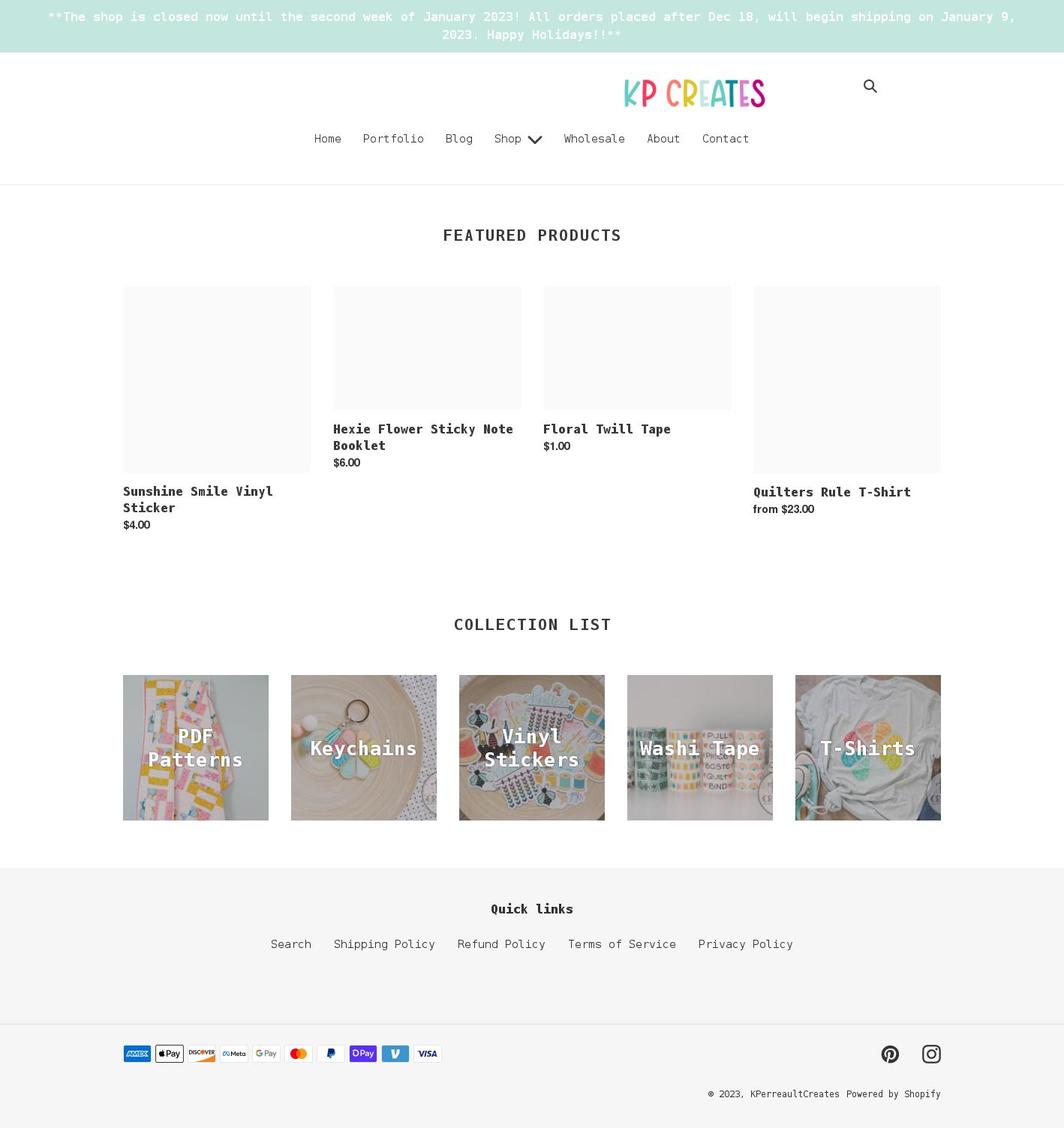 kperreaultcreates.com shopify website screenshot