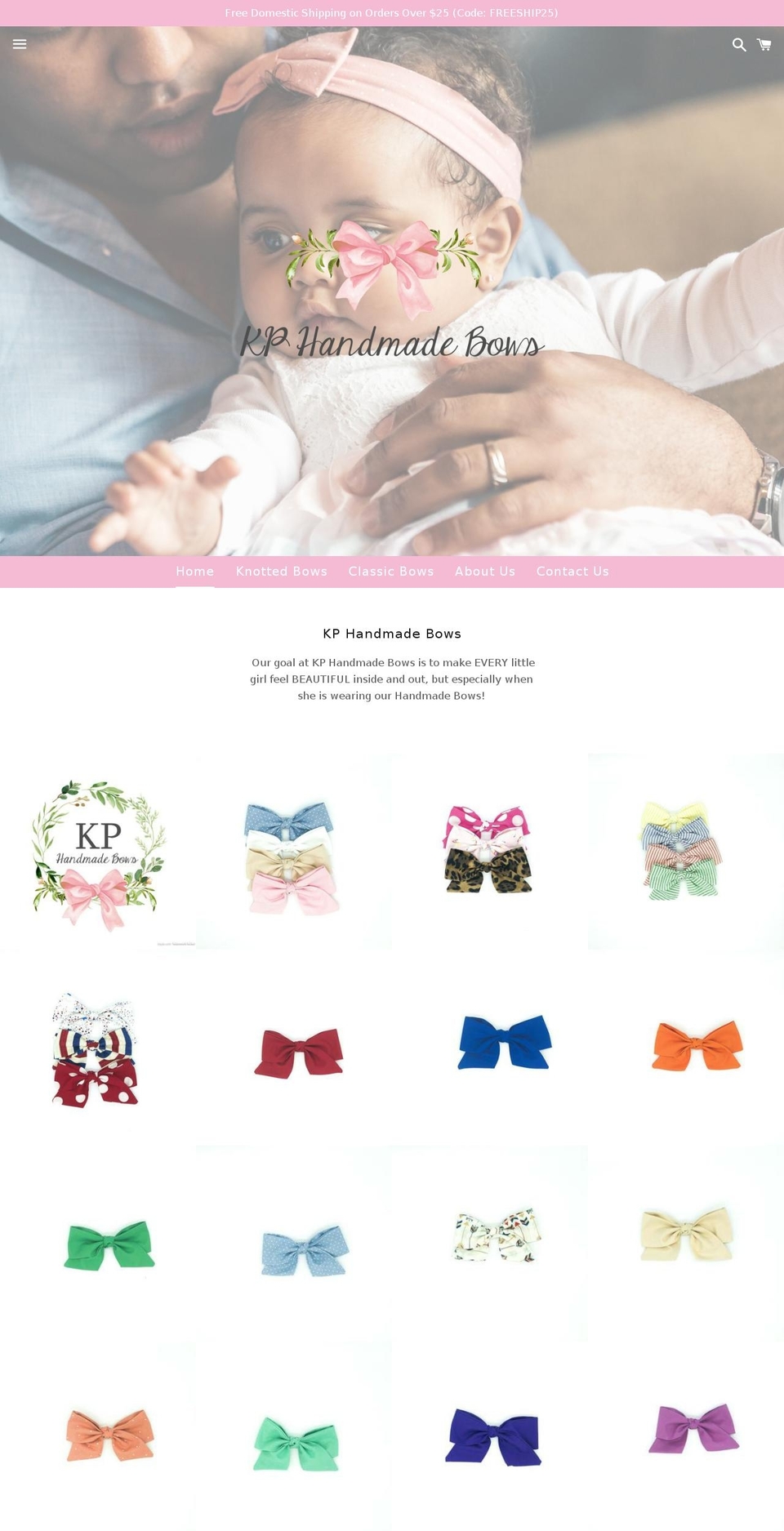 kphandmadebows.com — Shopify storefront screenshot