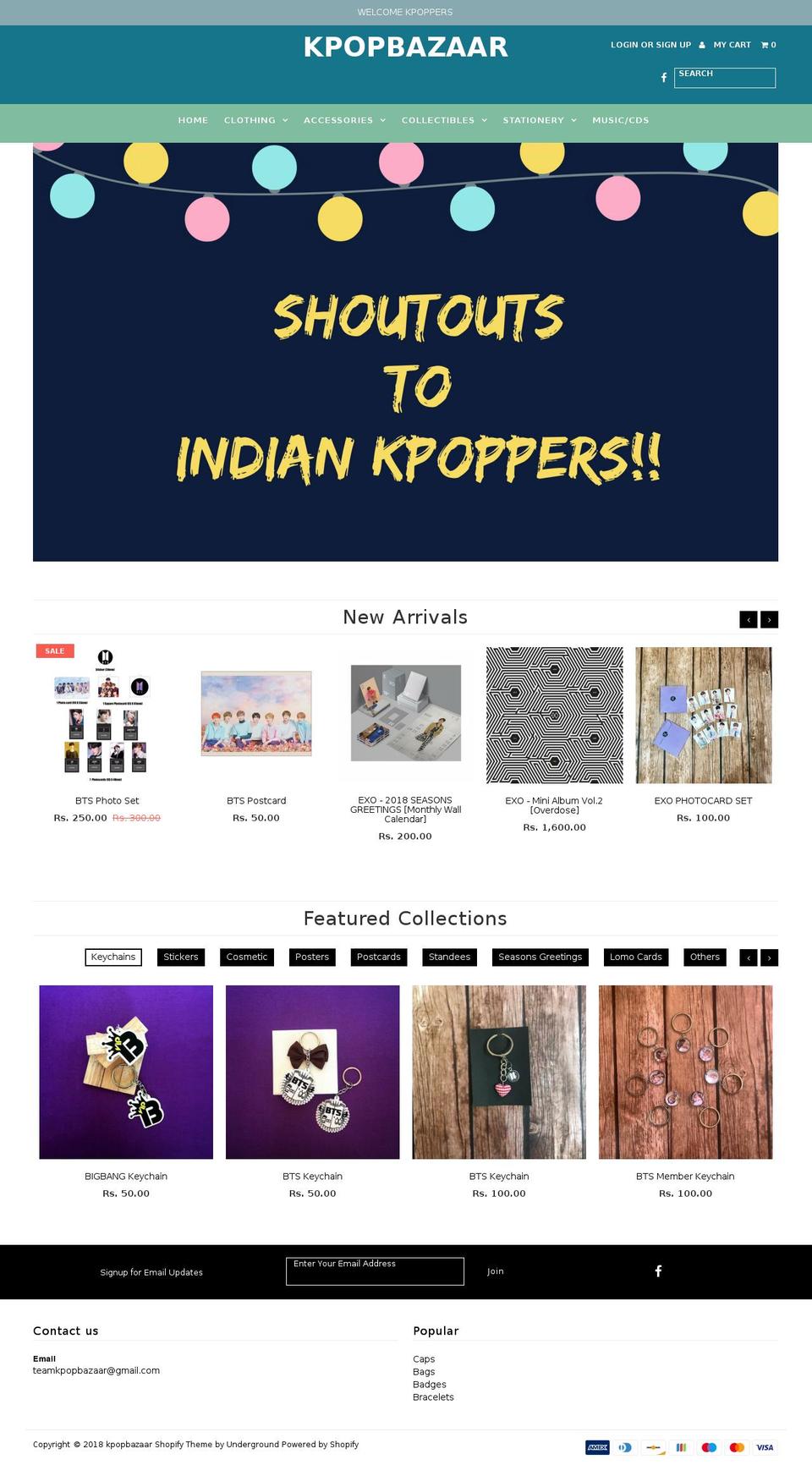 kpopbazaar.in shopify website screenshot