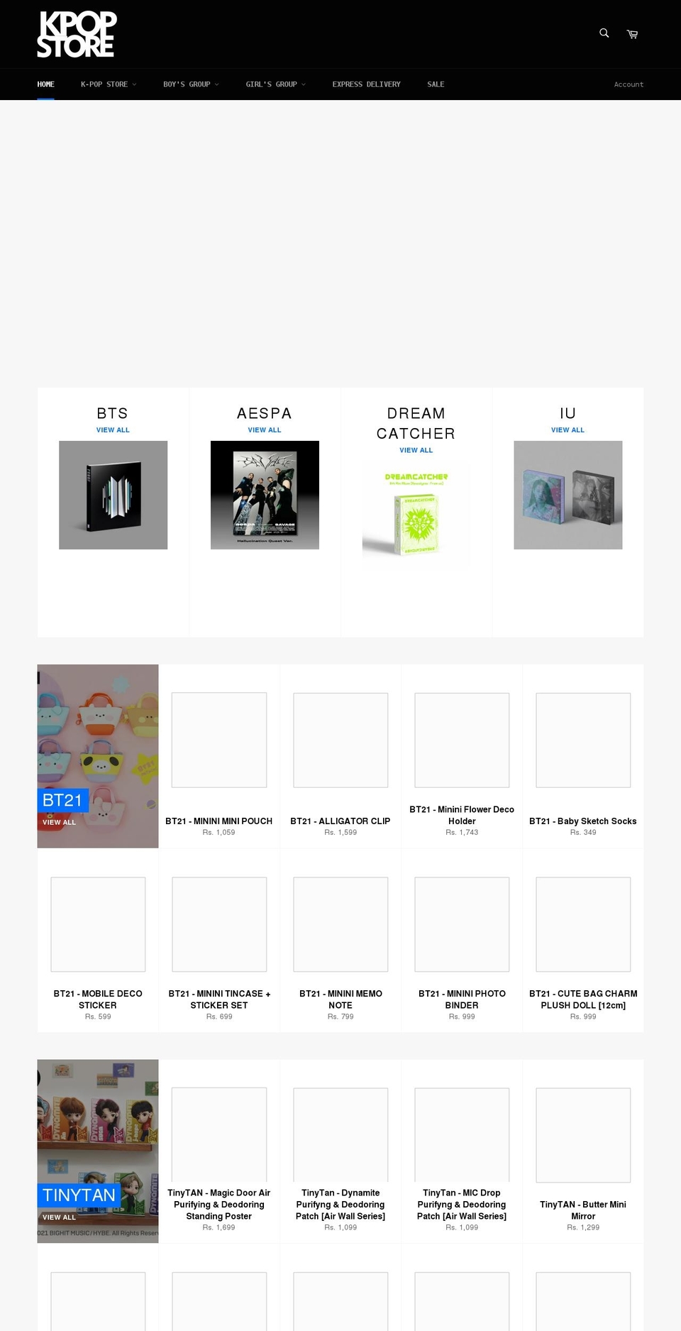 kpopstore.in shopify website screenshot