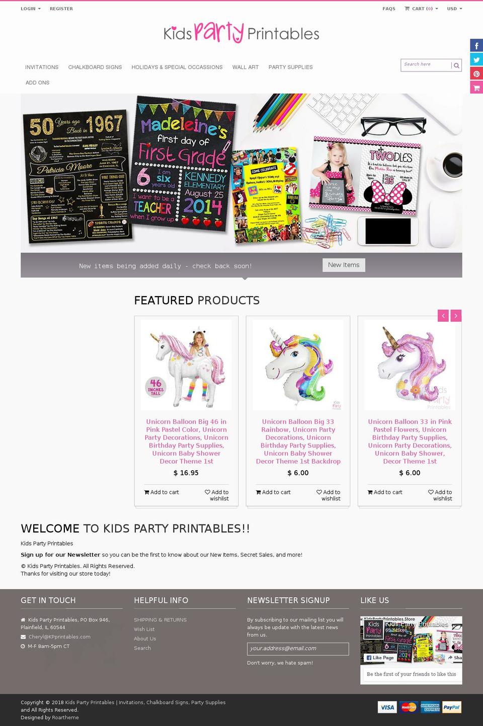 QuickShop Shopify theme site example kpprintables.com