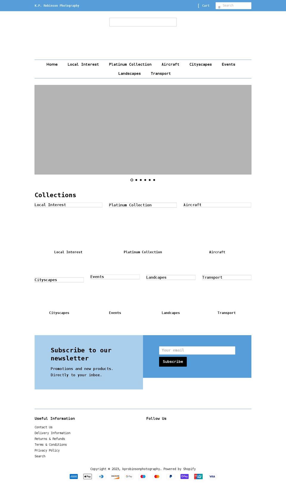 kprobinsonphotography.com shopify website screenshot