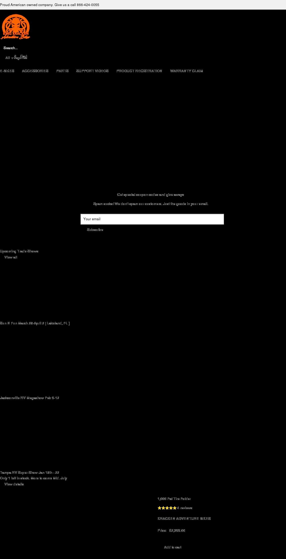 krackenadventurebikes.com shopify website screenshot