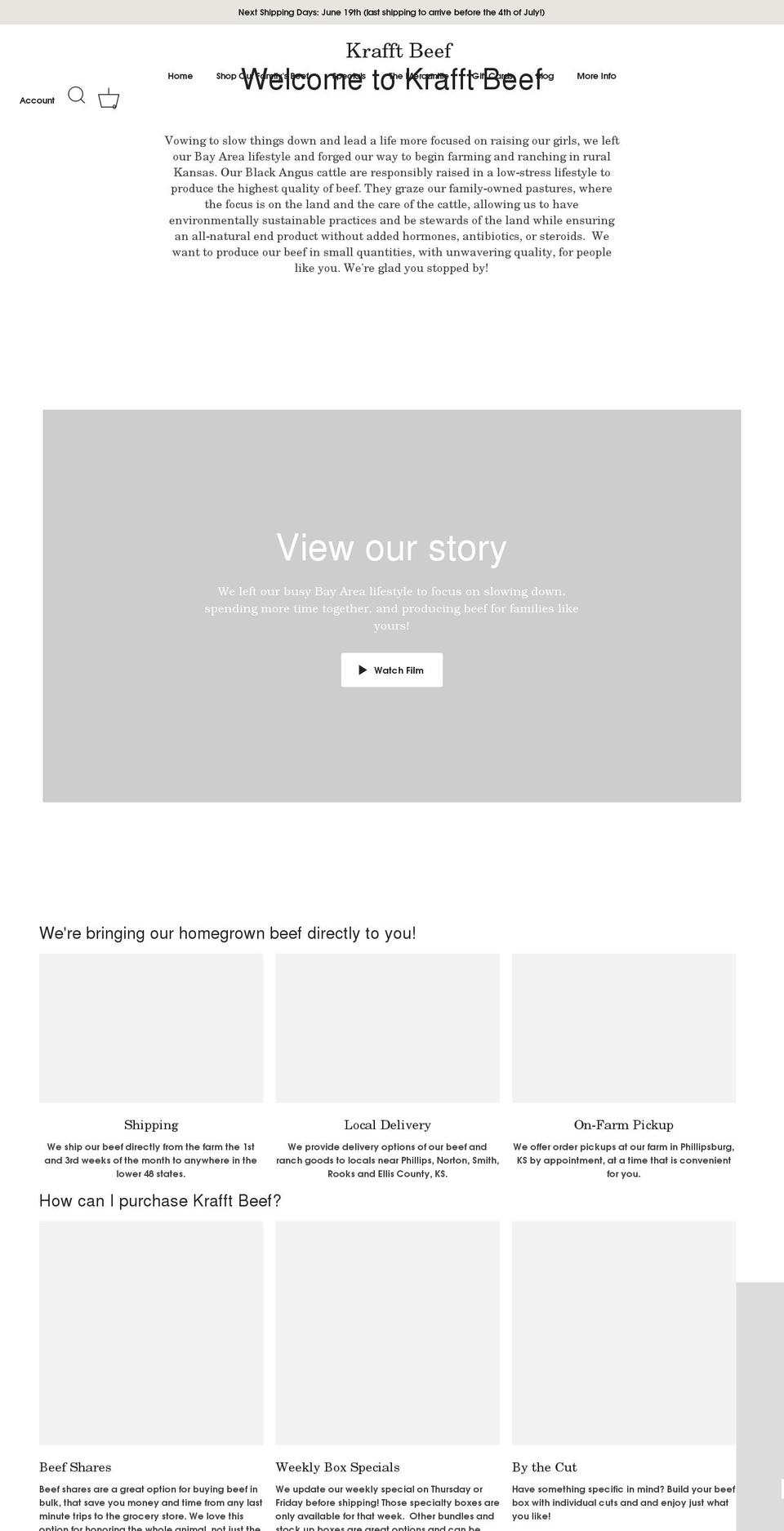 krafftbeef.com shopify website screenshot