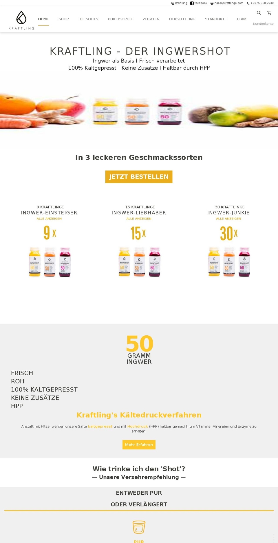 kraftlinge.com — Shopify storefront screenshot