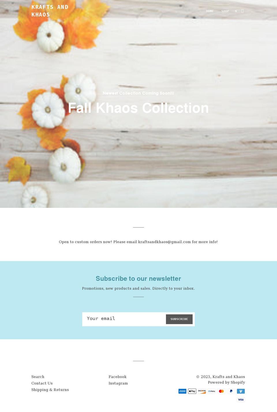 kraftsandkhaos.com shopify website screenshot