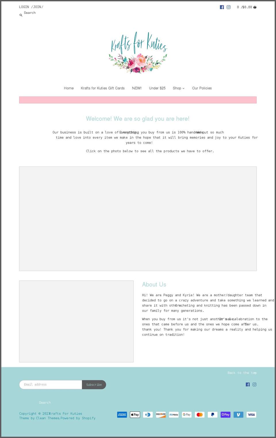 kraftsforkuties.com — Shopify storefront screenshot