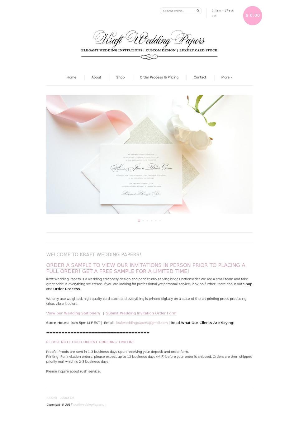 kraftweddingpapers.com shopify website screenshot