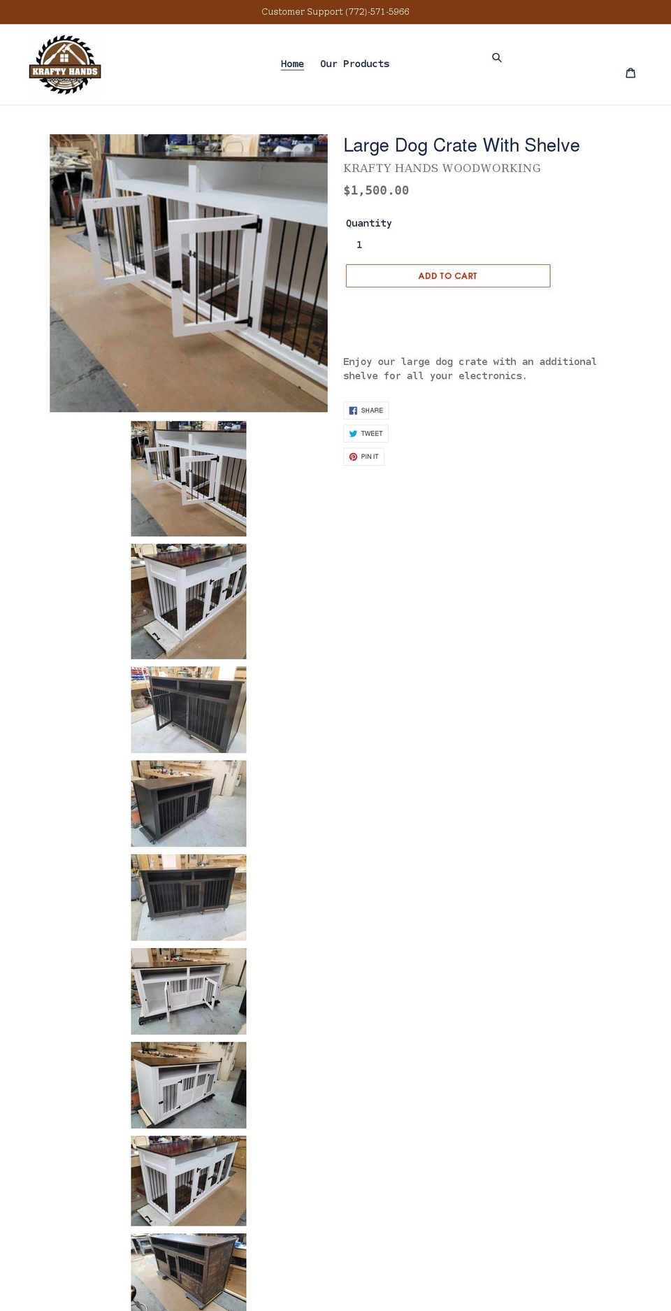 kraftyhandswoodworking.com shopify website screenshot